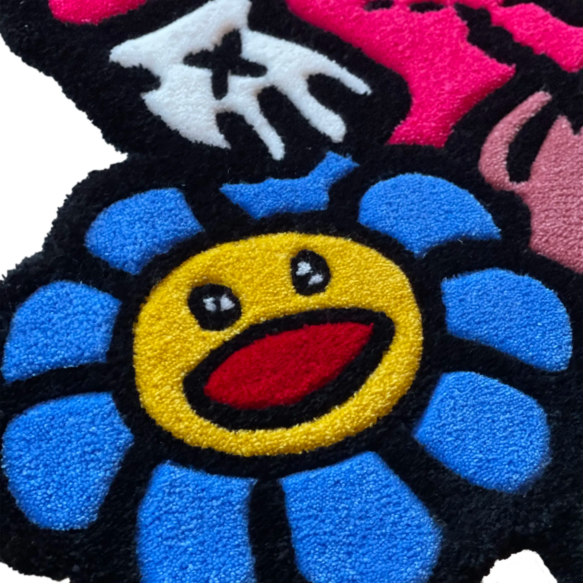 Detail view of Kaws x Supreme x Murakami Multicolour Rug