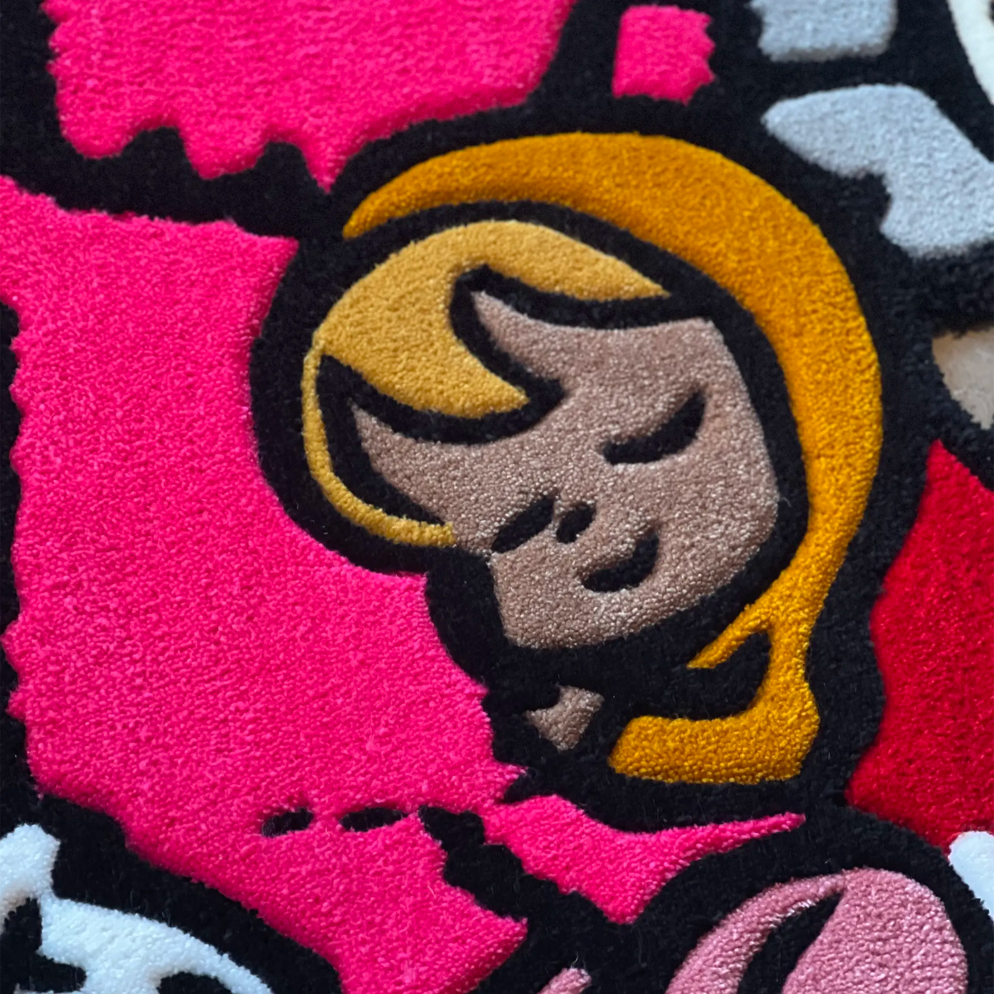 Detail view of Kaws x Supreme x Murakami Multicolour Rug