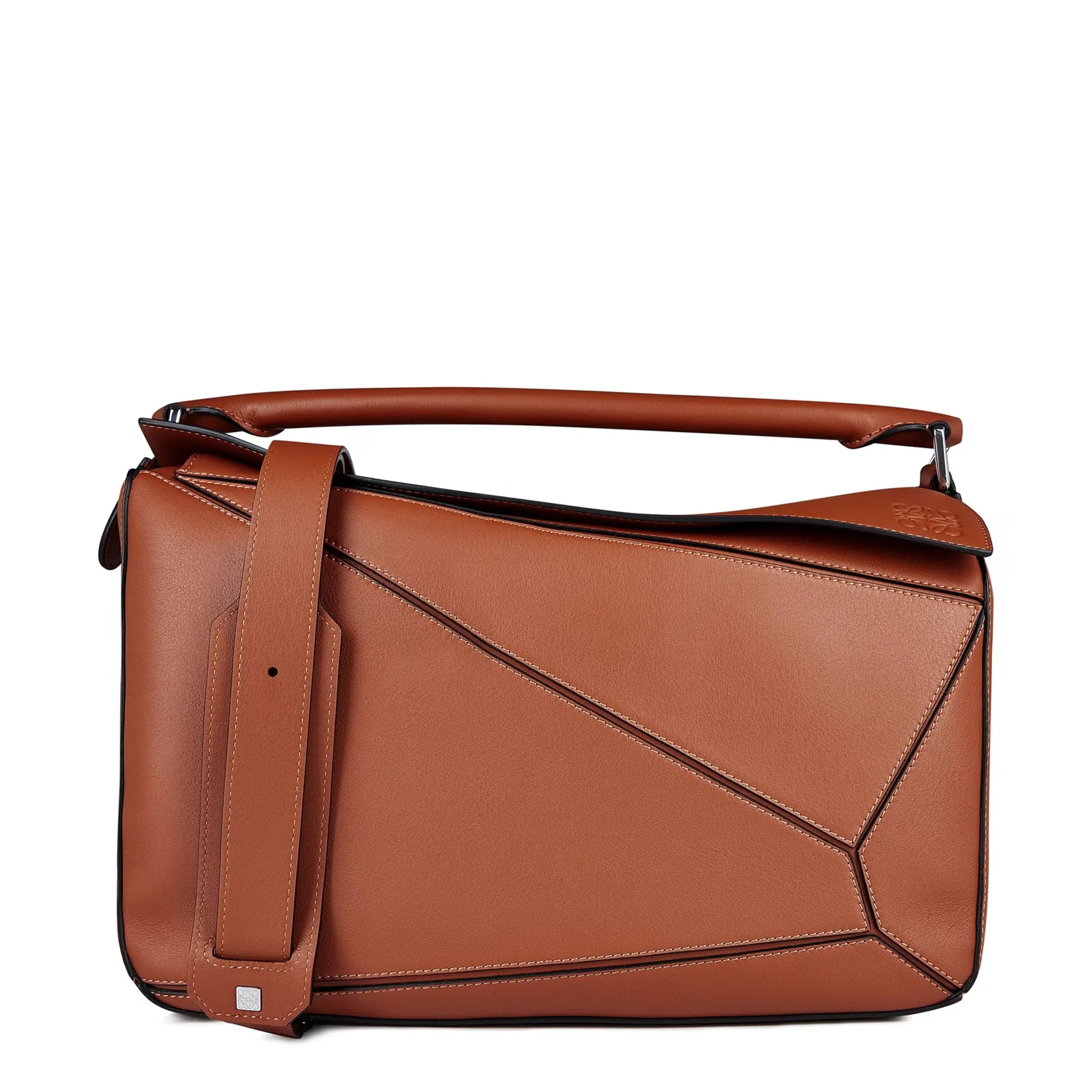 Front view of Loewe Large Puzzle Calfskin Leather Tan Bag P00562750