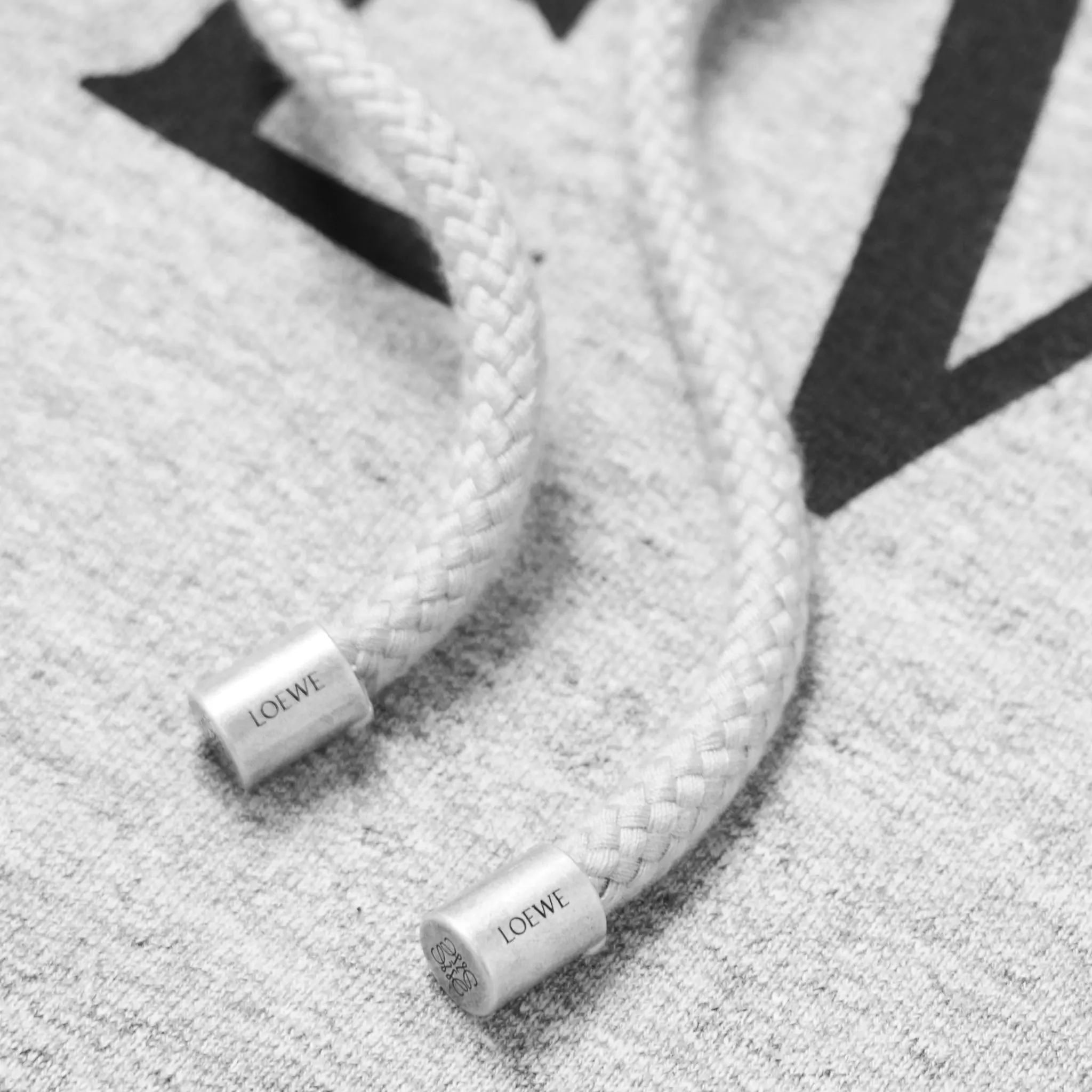 Strings detail view of Loewe Logo Printed Grey Hoodie H526Y25X42-1440