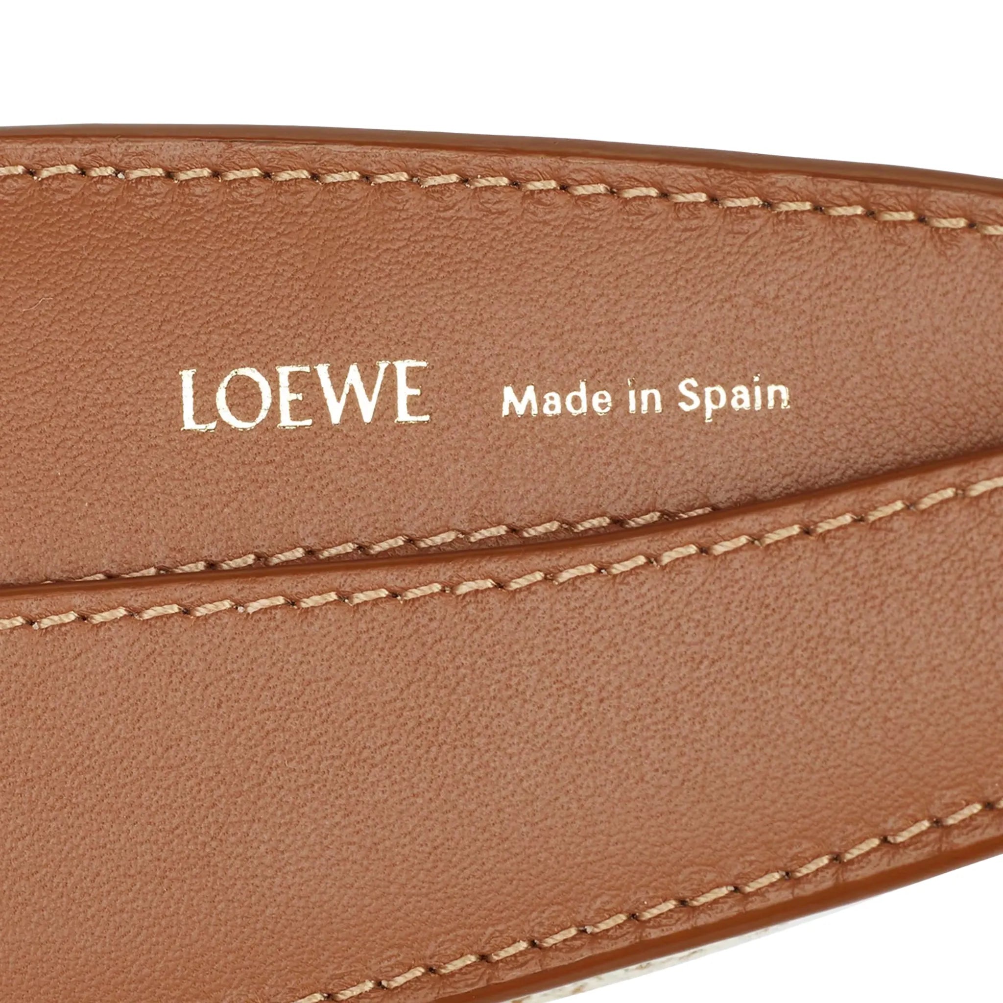 Bottom view of Loewe Luna Anagram Jacquard And Leather Tan Pecan Shoulder Bag A923PL9X01-2713