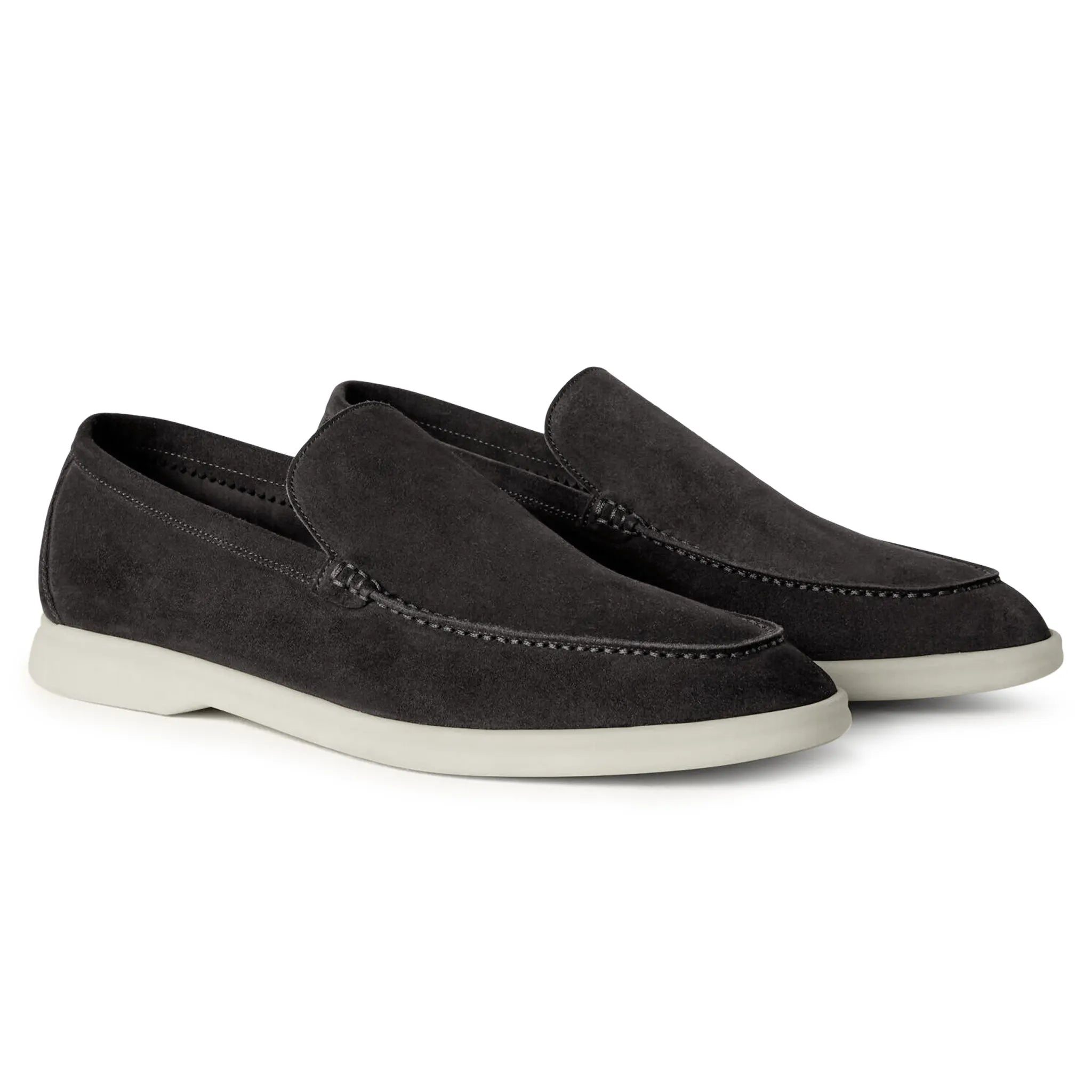 Front side view of Loro Piana Summer Walk Suede Caviar Loafers FAE8124_MB97