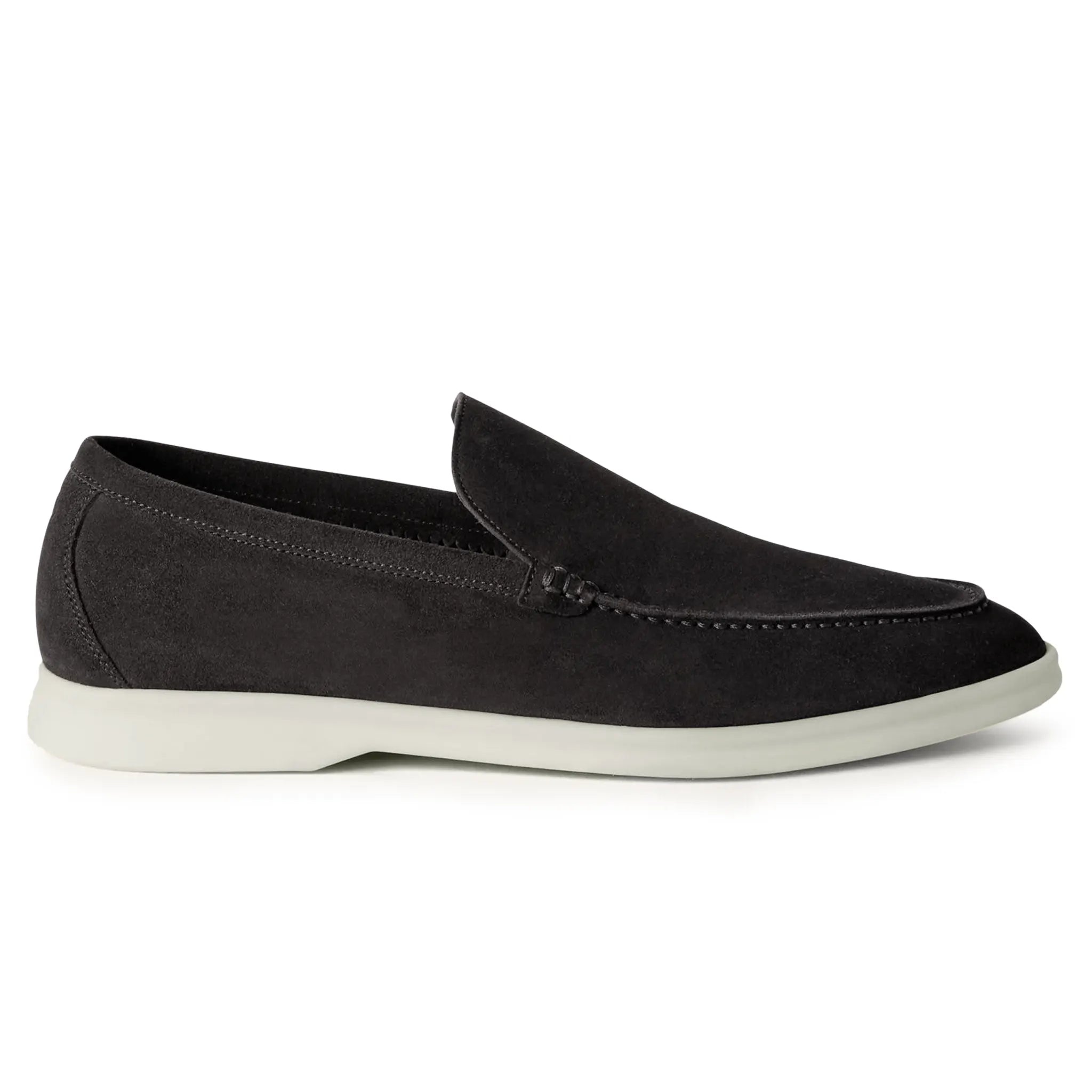 Side view of Loro Piana Summer Walk Suede Caviar Loafers FAE8124_MB97