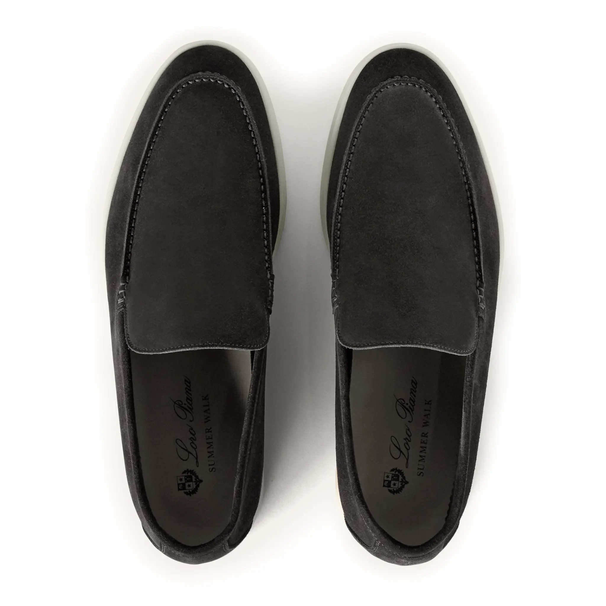 Top view of Loro Piana Summer Walk Suede Caviar Loafers FAE8124_MB97