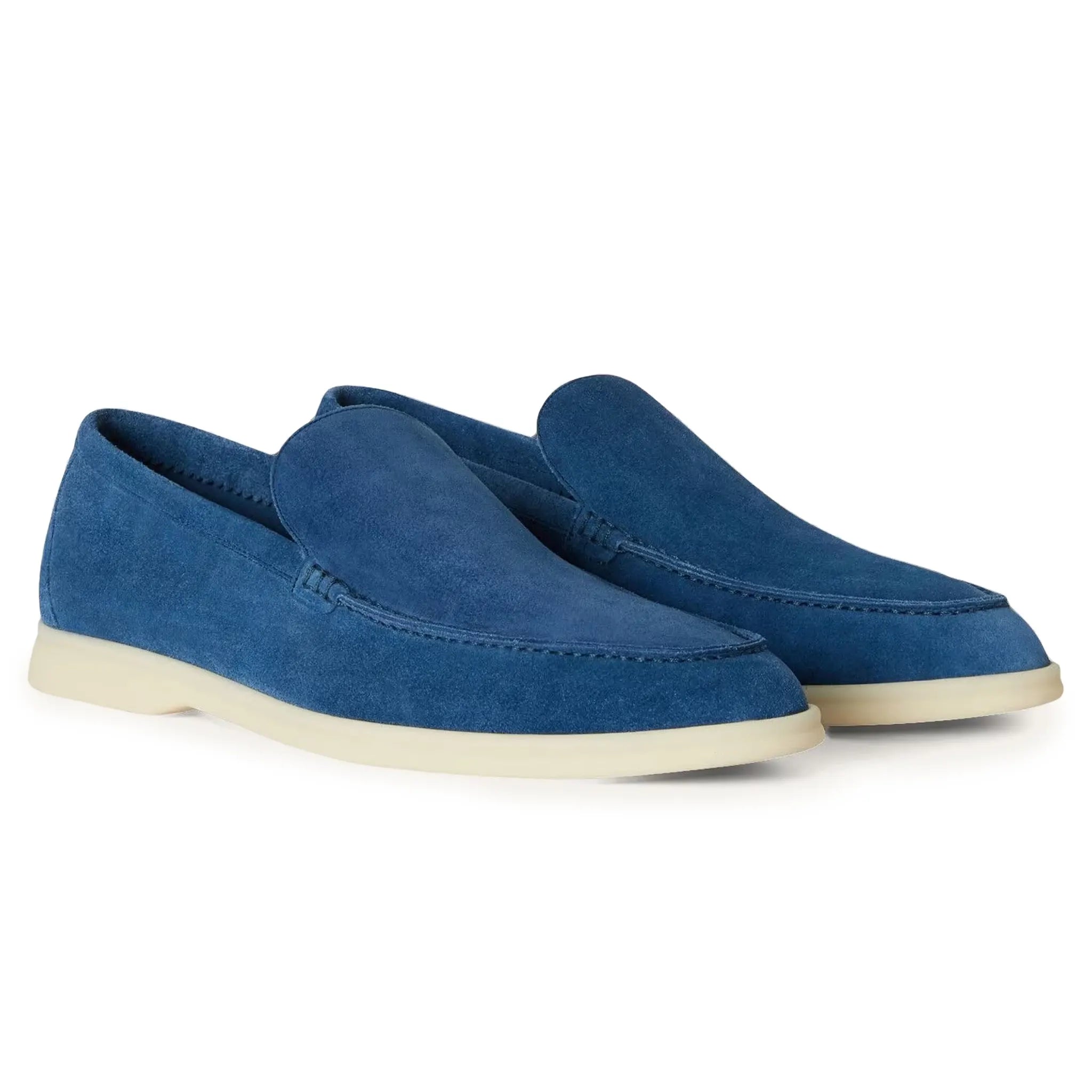 Pair view of Loro Piana Summer Walk Suede Cobalt Ink Loafers FAE8124