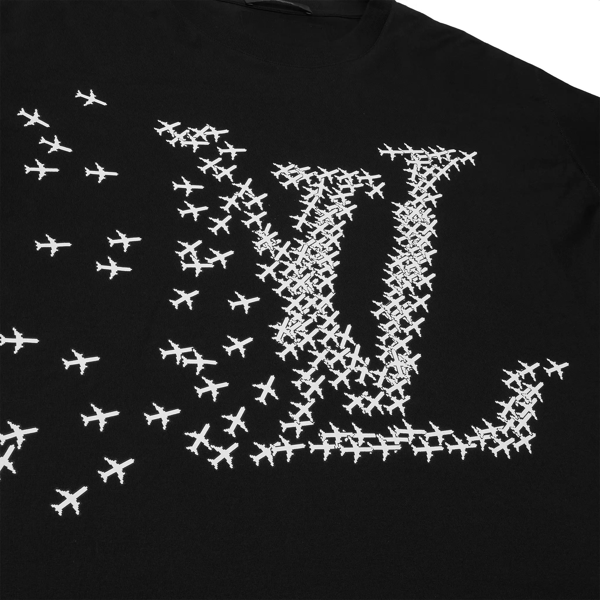 Detail front view of Louis Vuitton 2054 Planes Black T Shirt