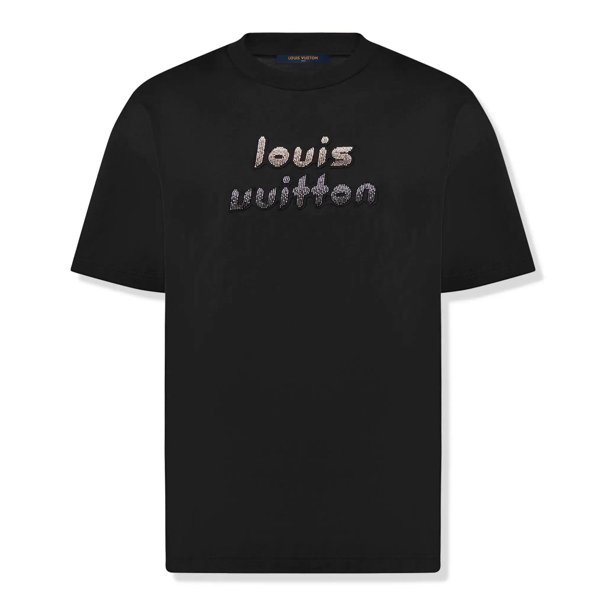 Front view of Louis Vuitton Bead Embroidered Black T Shirt NVPROD4460052V