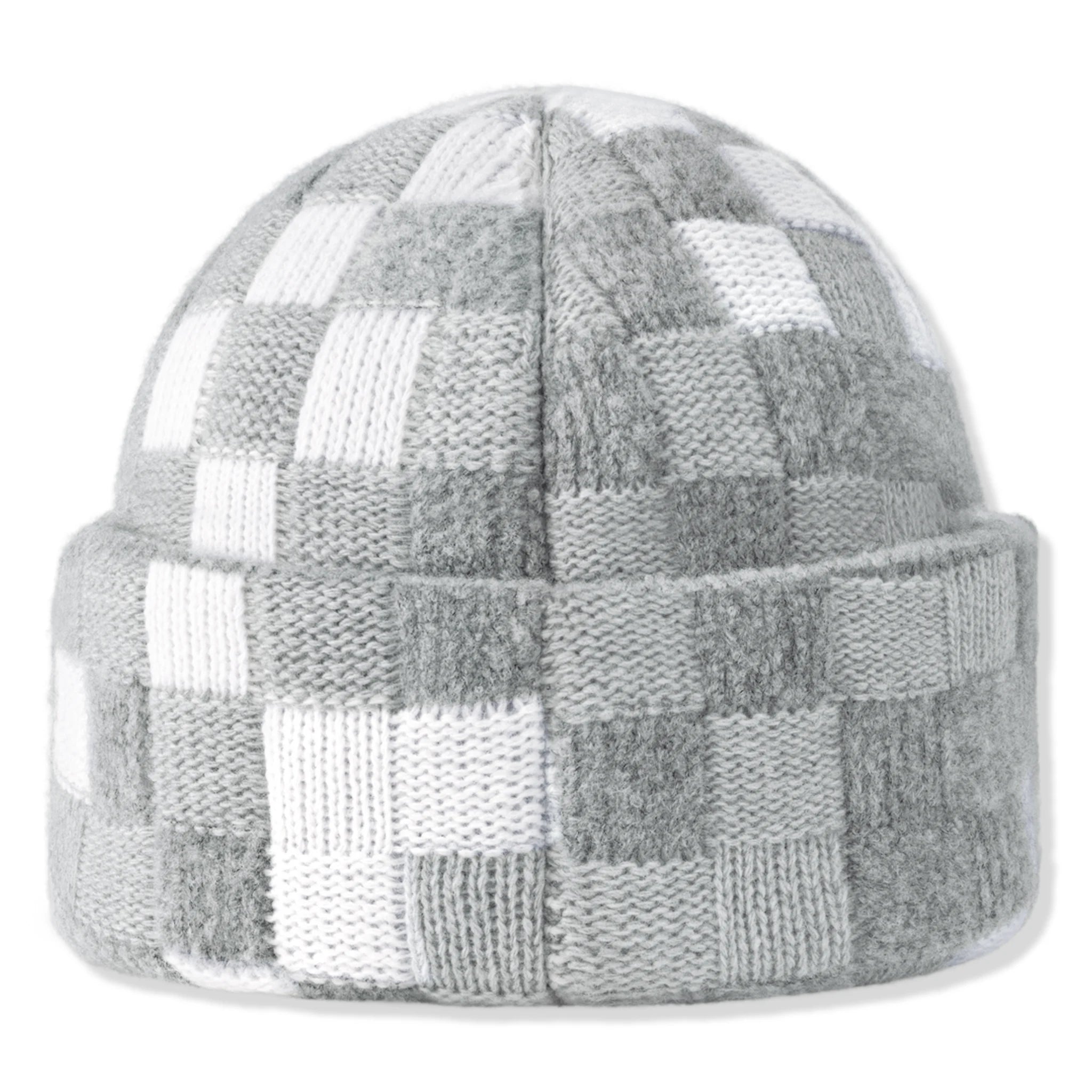 Back view of Louis Vuitton Damoflage Pearls Crush Reversible Light Grey Beanie NVPROD5780081V