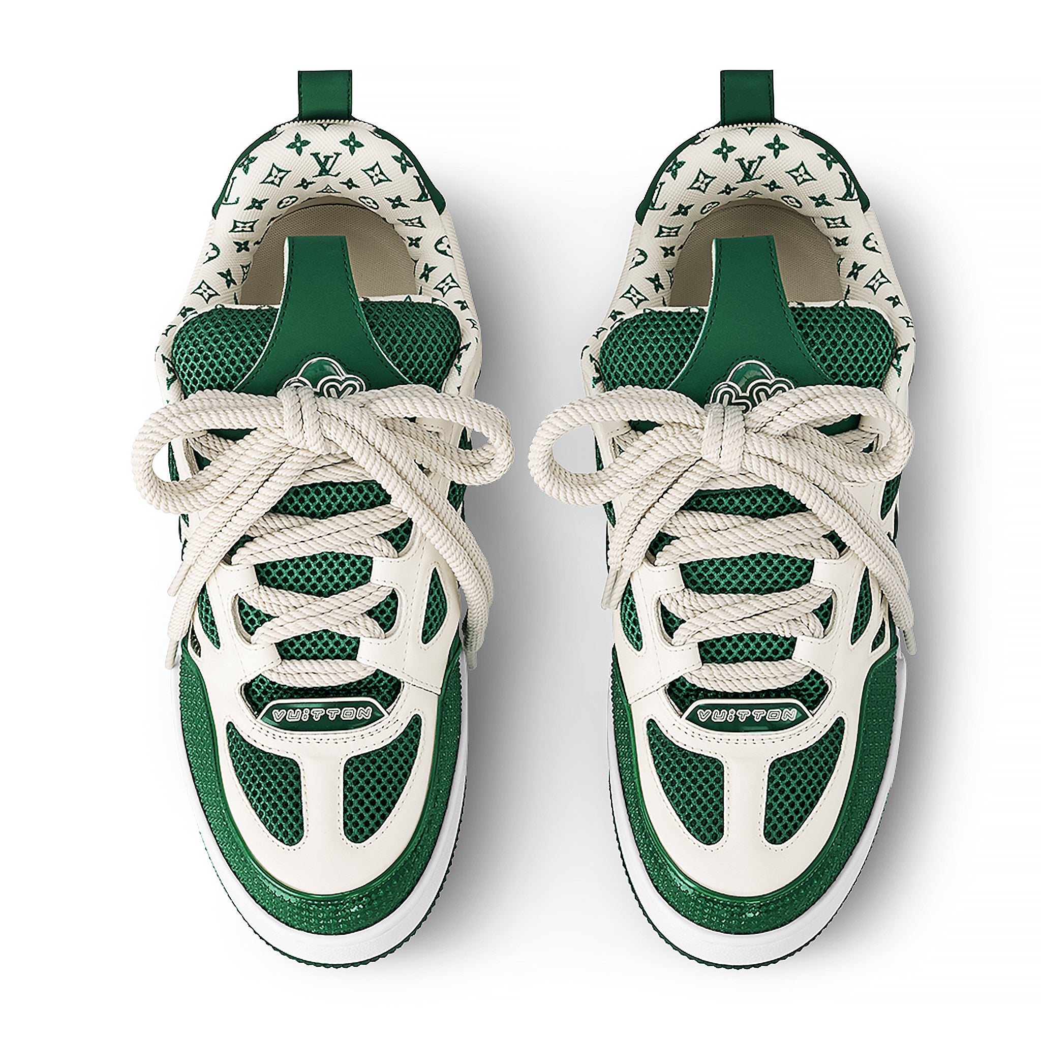 Back view of Louis Vuitton LV Skate Monogram Trainer Green Sneaker NVPROD4640020V