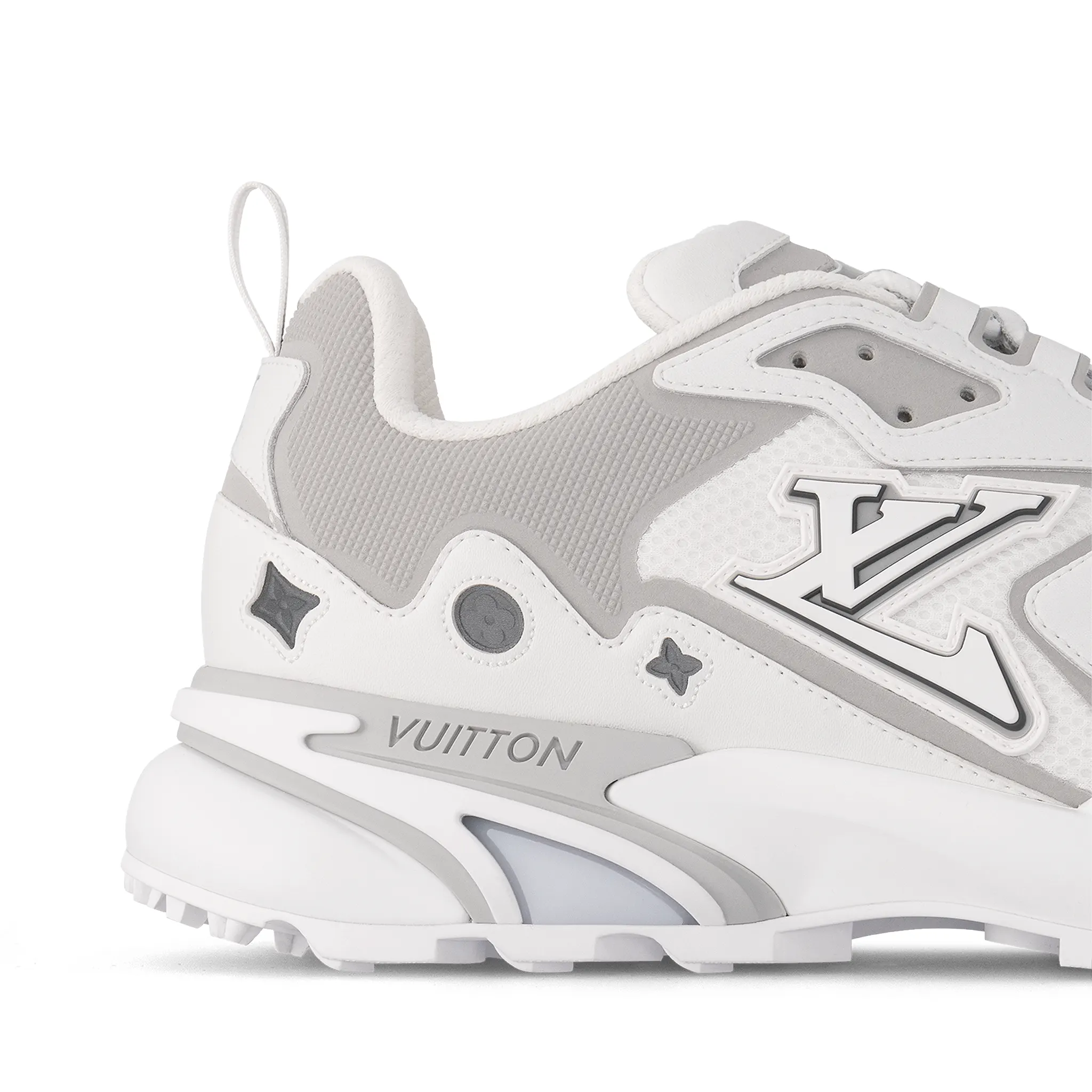 Heel view of Louis Vuitton LV Tatic White Sneaker NVPROD4290071V