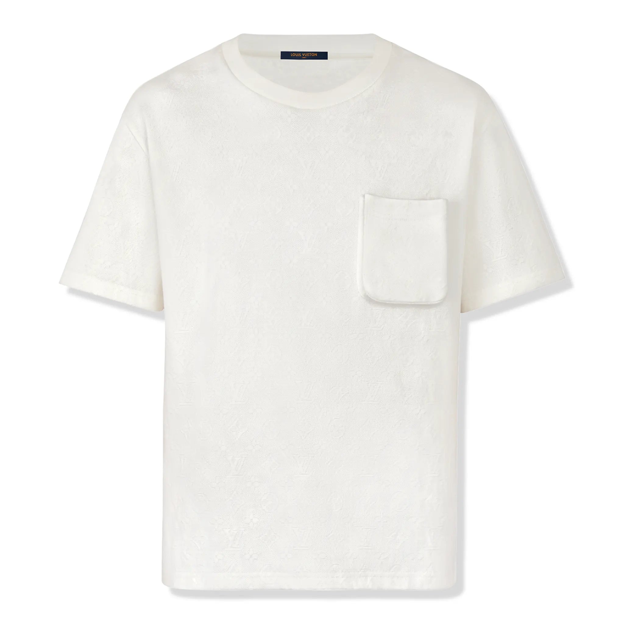 Front view of Louis Vuitton Monogram 3D Pocket Cotton White T Shirt NVPROD1780324V