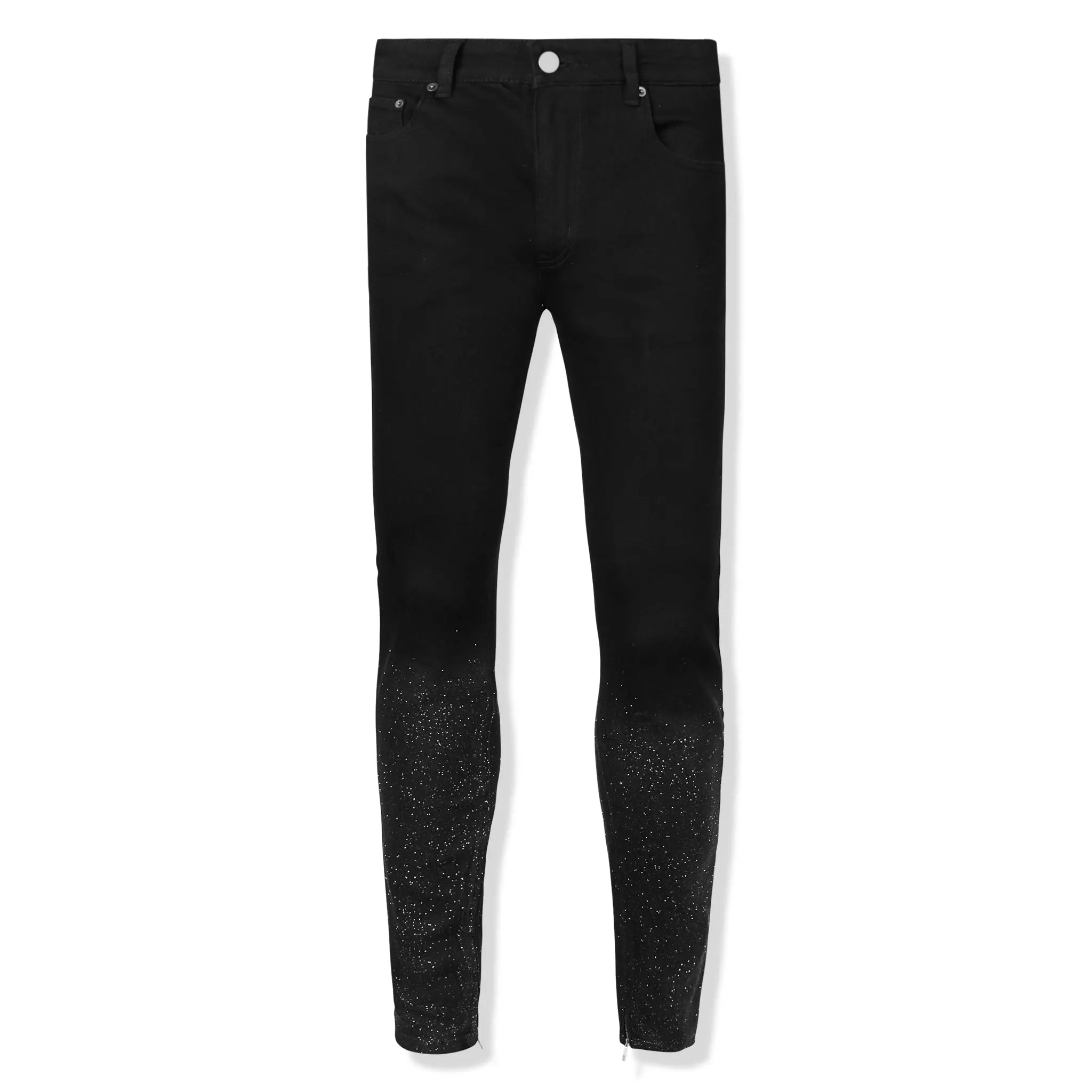 Front view of Lusso Sparkled Denim Jet Black Jeans 