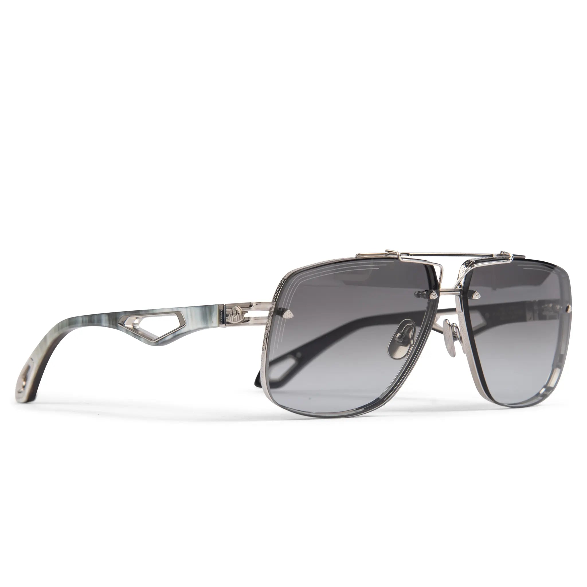 Front side view of Maybach Eyewear The King II P-HT-Z63 Platinum Grey Gradient Sunglasses 