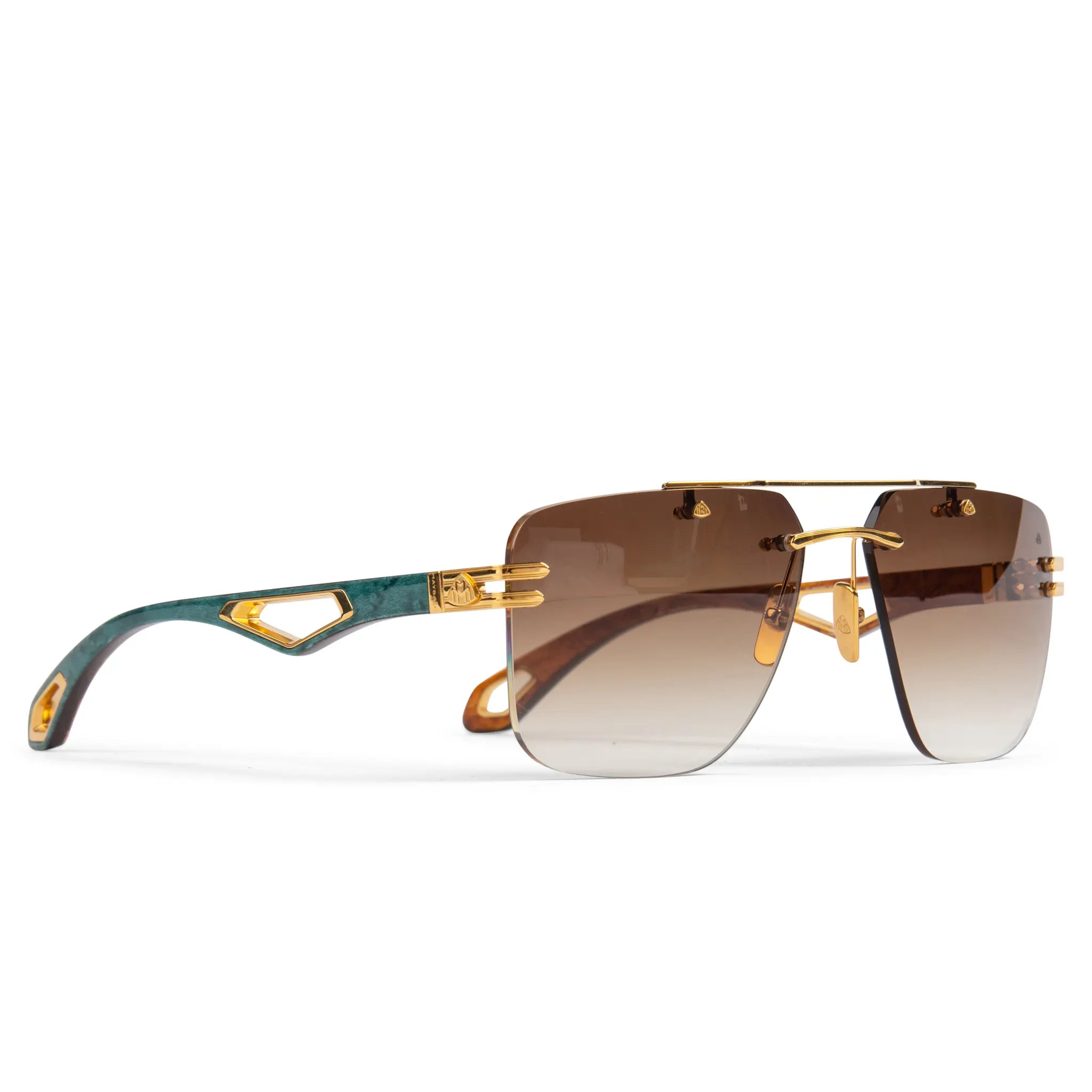 Front side view of Maybach Eyewear The President I G-WCZ-M09 Gold Light Bronze Gradient Sunglasses