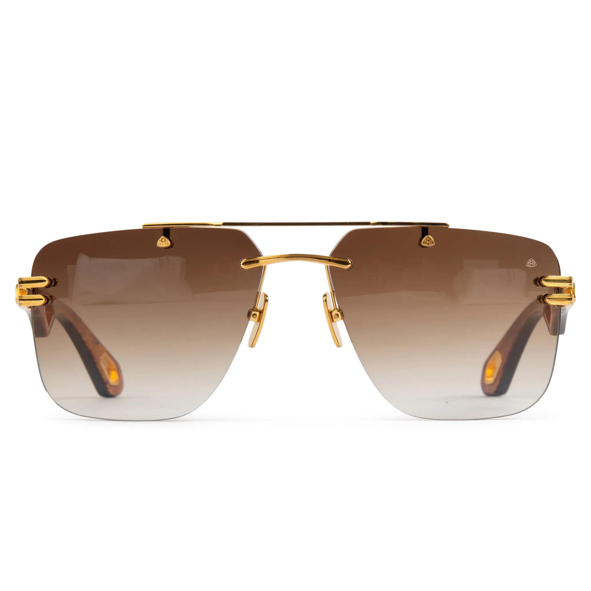 Front view of Maybach Eyewear The President I G-WCZ-M09 Gold Light Bronze Gradient Sunglasses