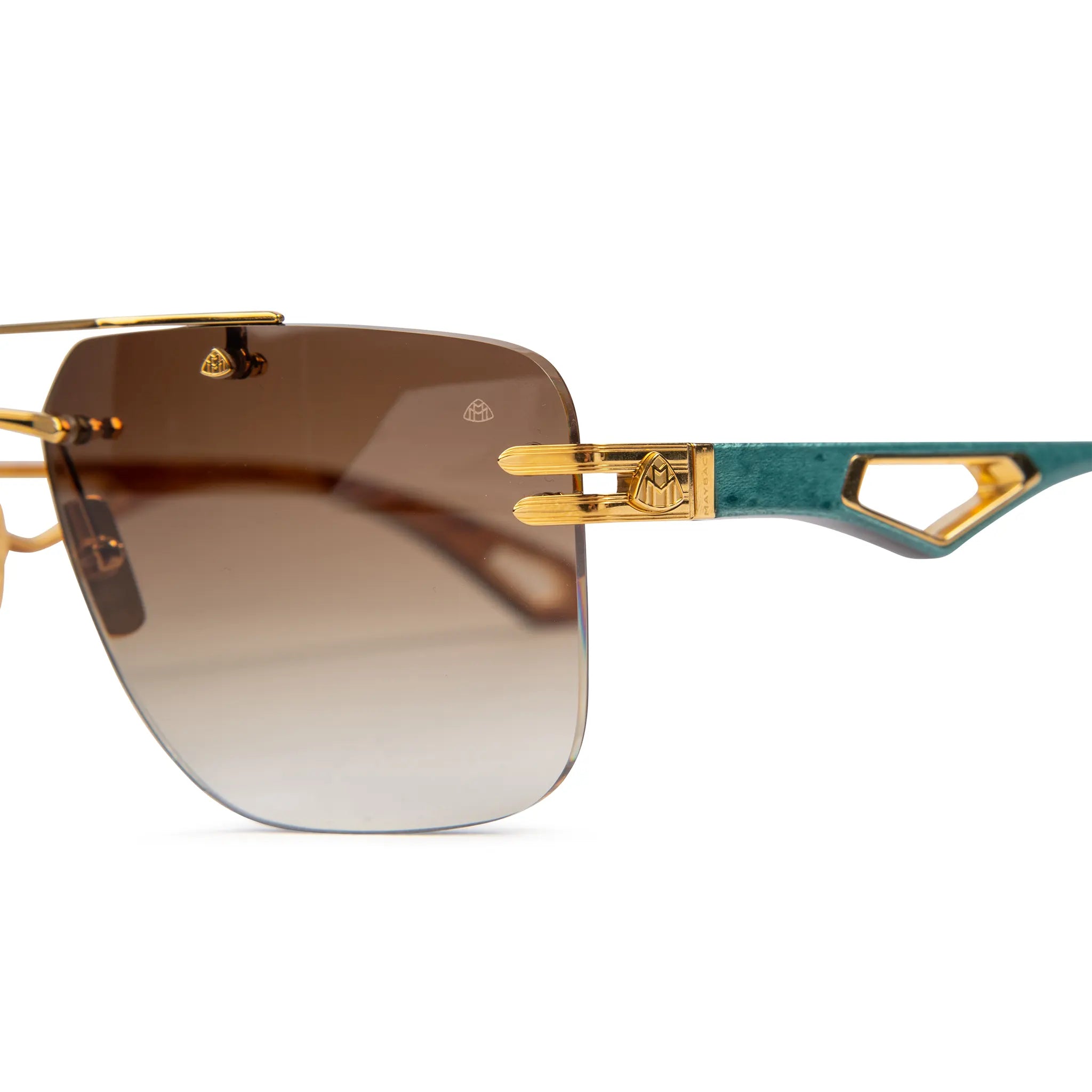 Hinge view of Maybach Eyewear The President I G-WCZ-M09 Gold Light Bronze Gradient Sunglasses