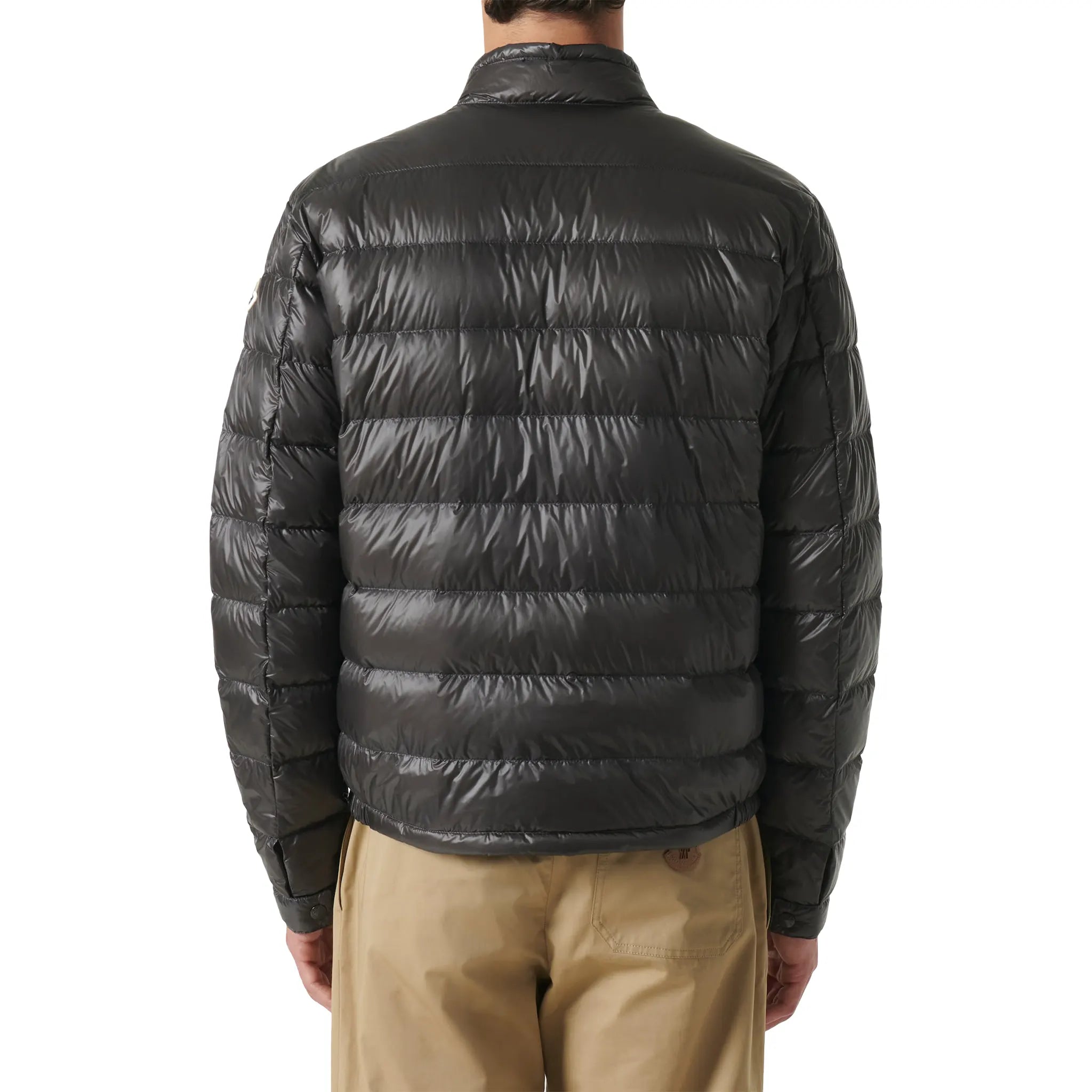 Model back view of Moncler Acorus Grey Jacket 