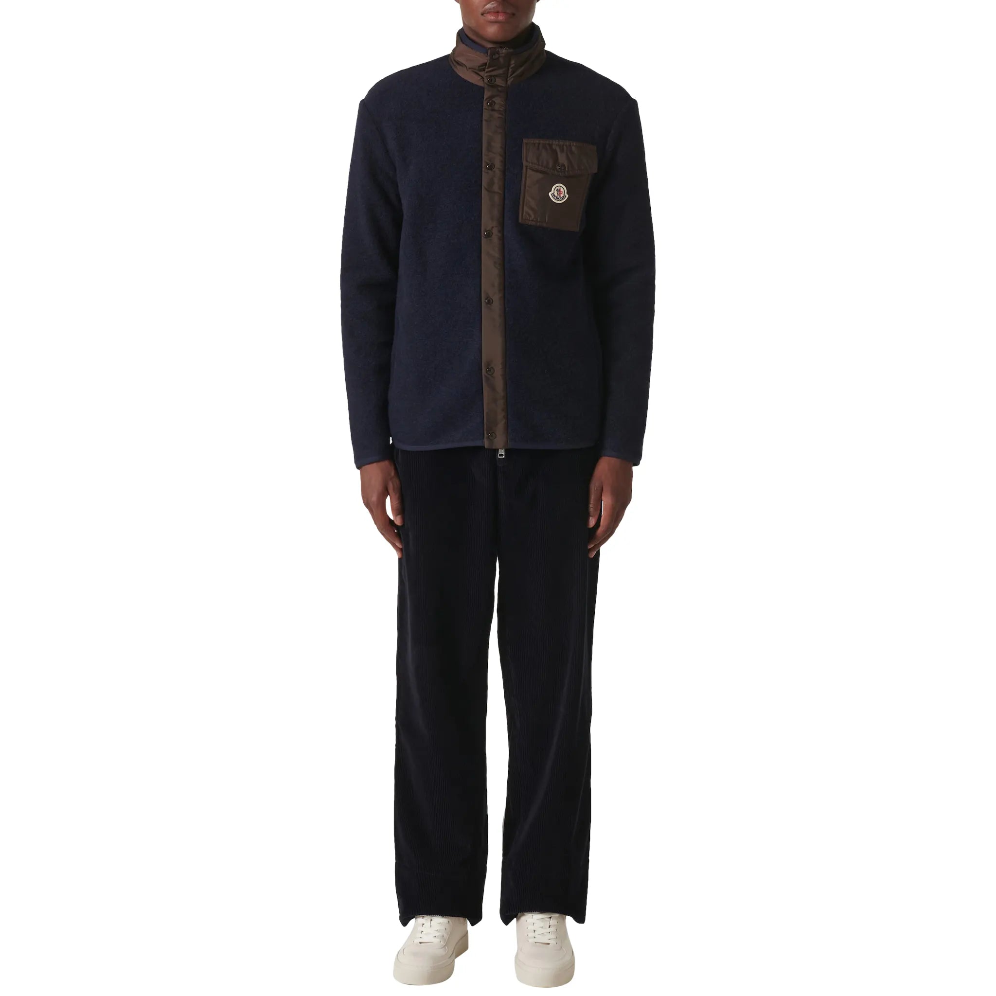 Model view of Moncler Aperta Navy Sherpa Jacket J20918G0006089AQD