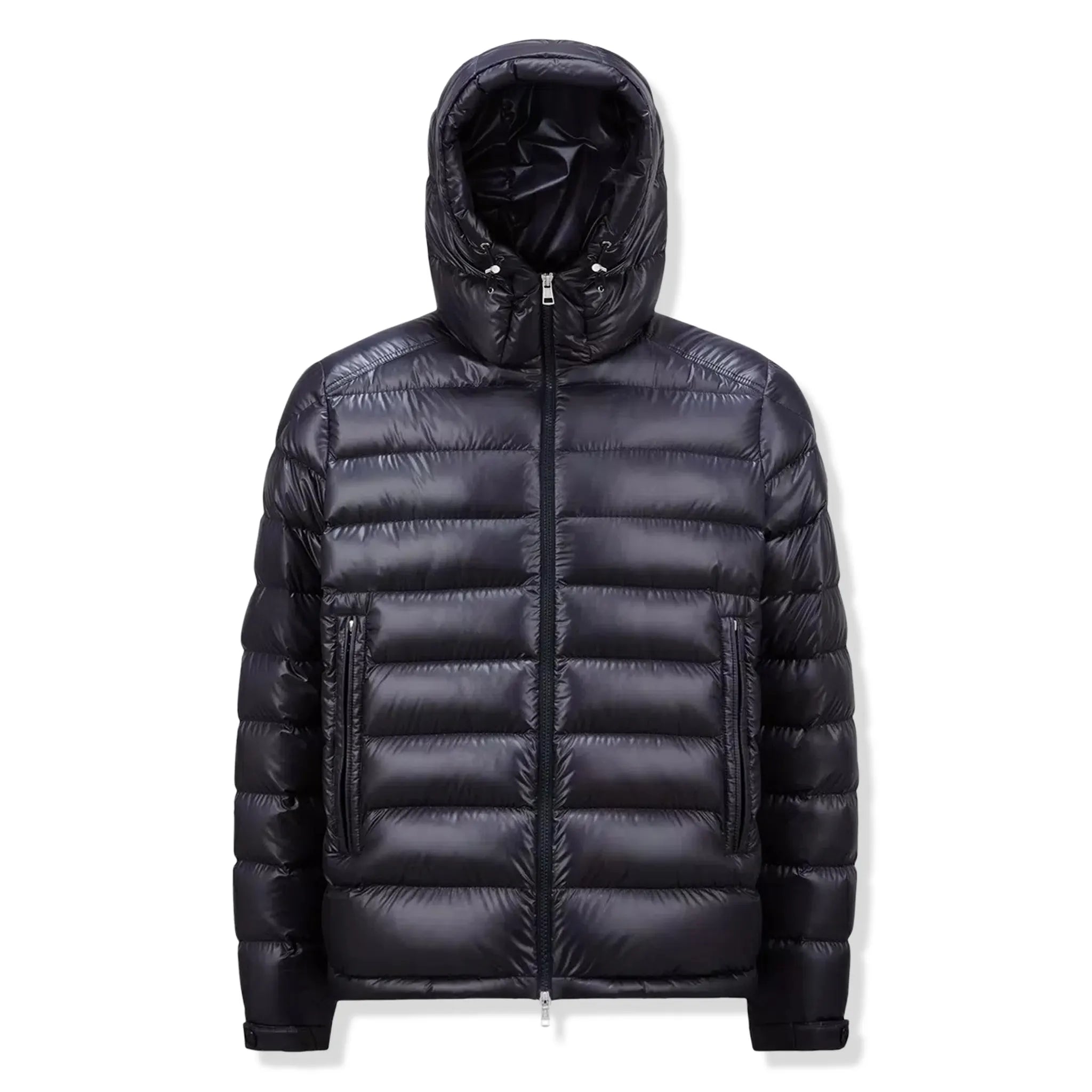 Front view of Moncler Besines Navy Short Down Jacket J20911A00003597EX779