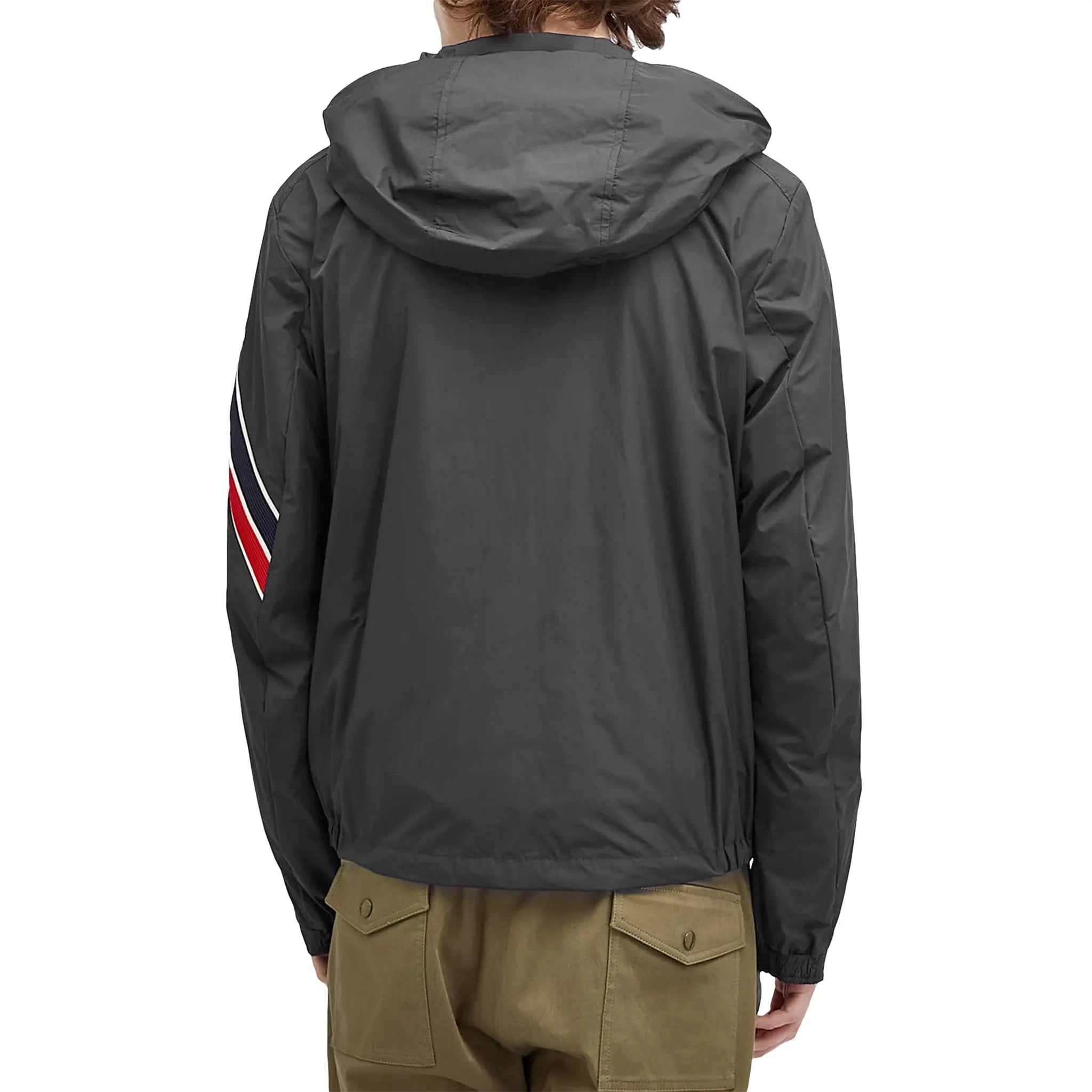 Model back view of Moncler Claut Black Windbreaker J20911A0006754A91999