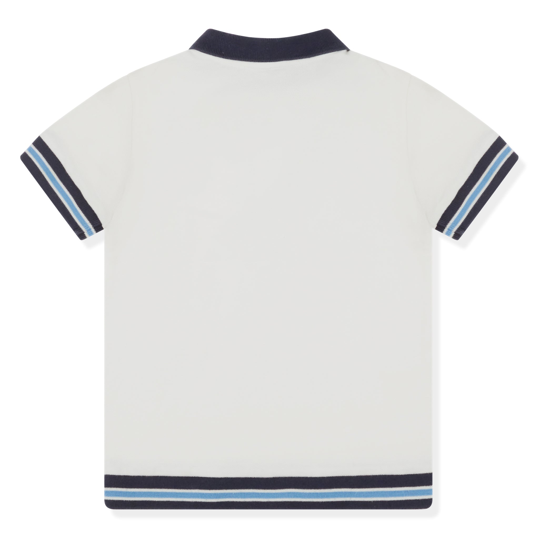 Image of Moncler Enfant Pique Cotton White Blue Polo Shirt