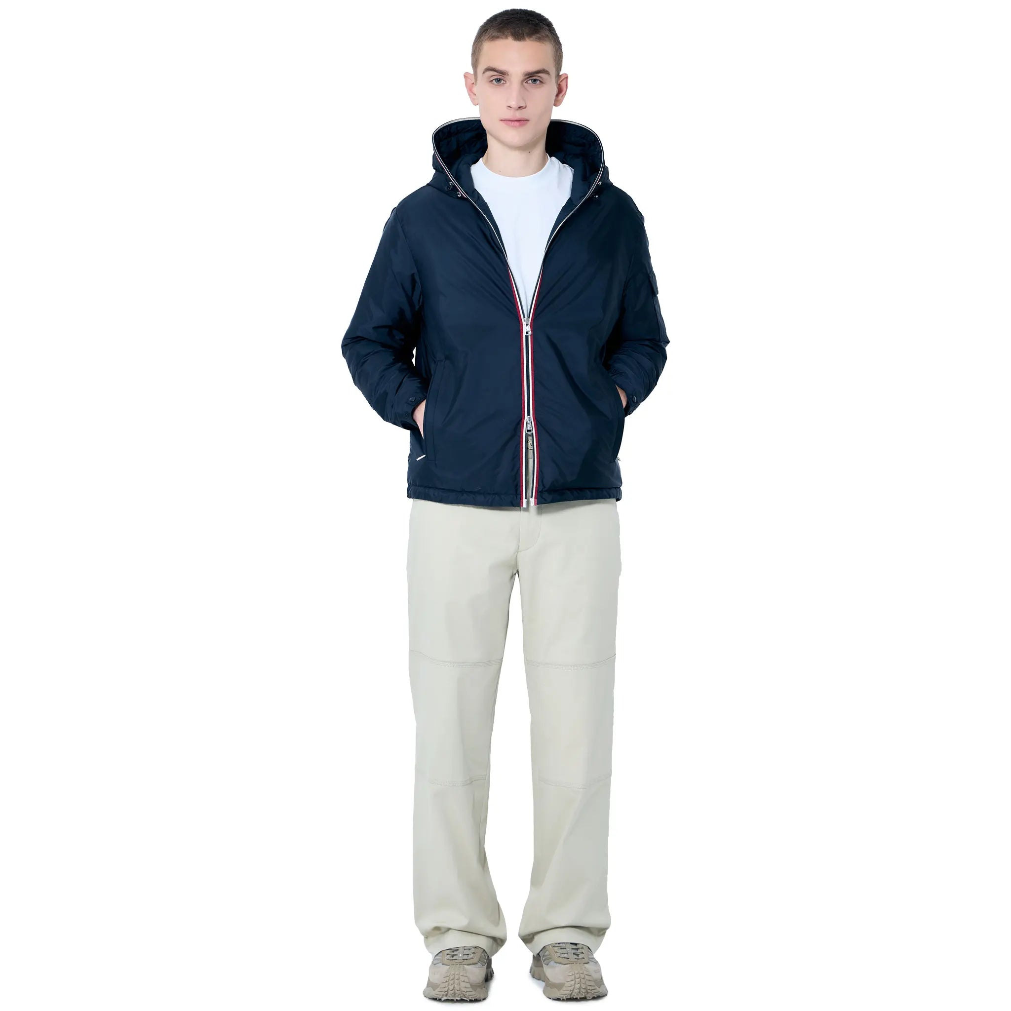 Model View of Moncler Evettes Navy Puffer Jacket K10911A00024539ZD