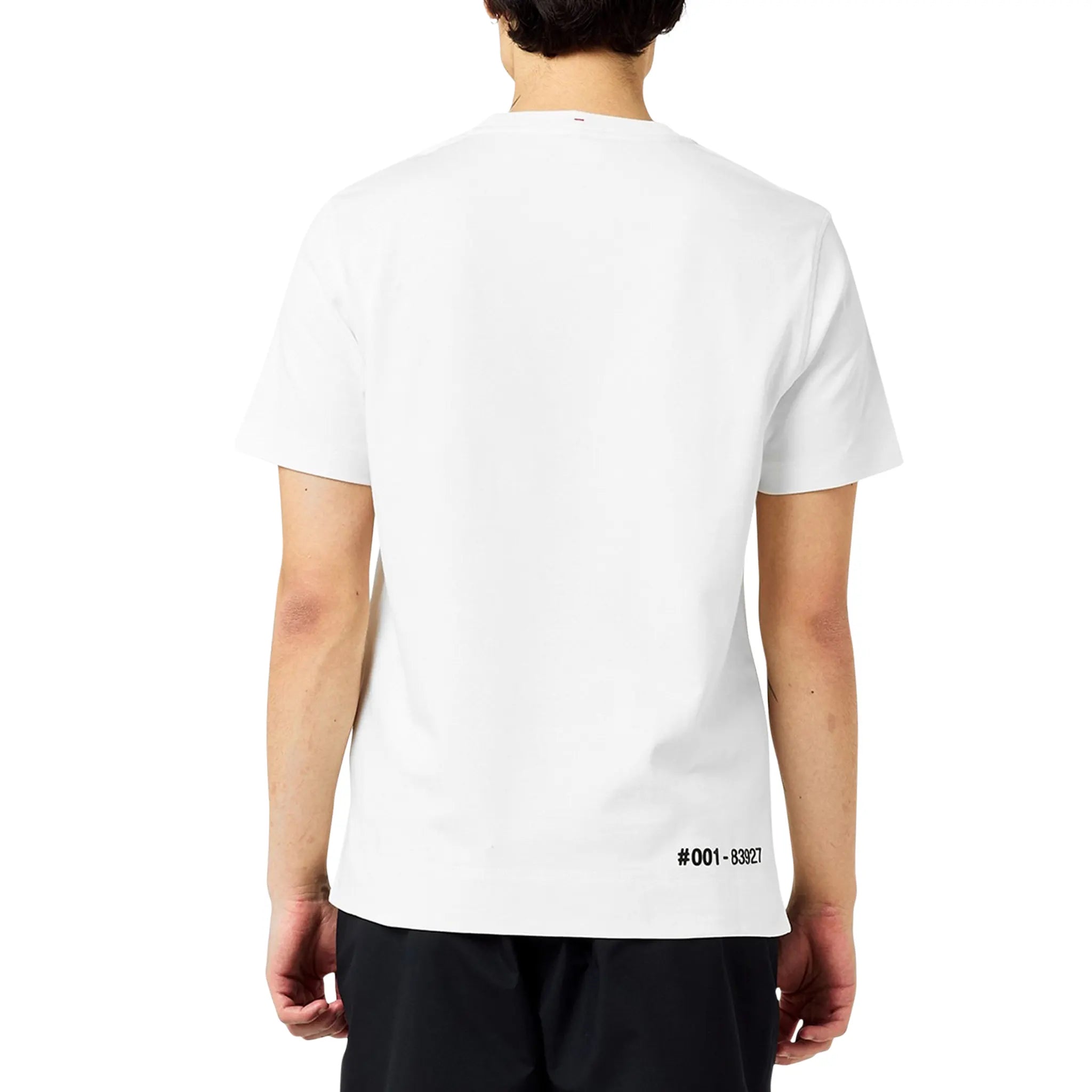 Model back view of Moncler Grenoble Logo White T Shirt J10978C0000283927041