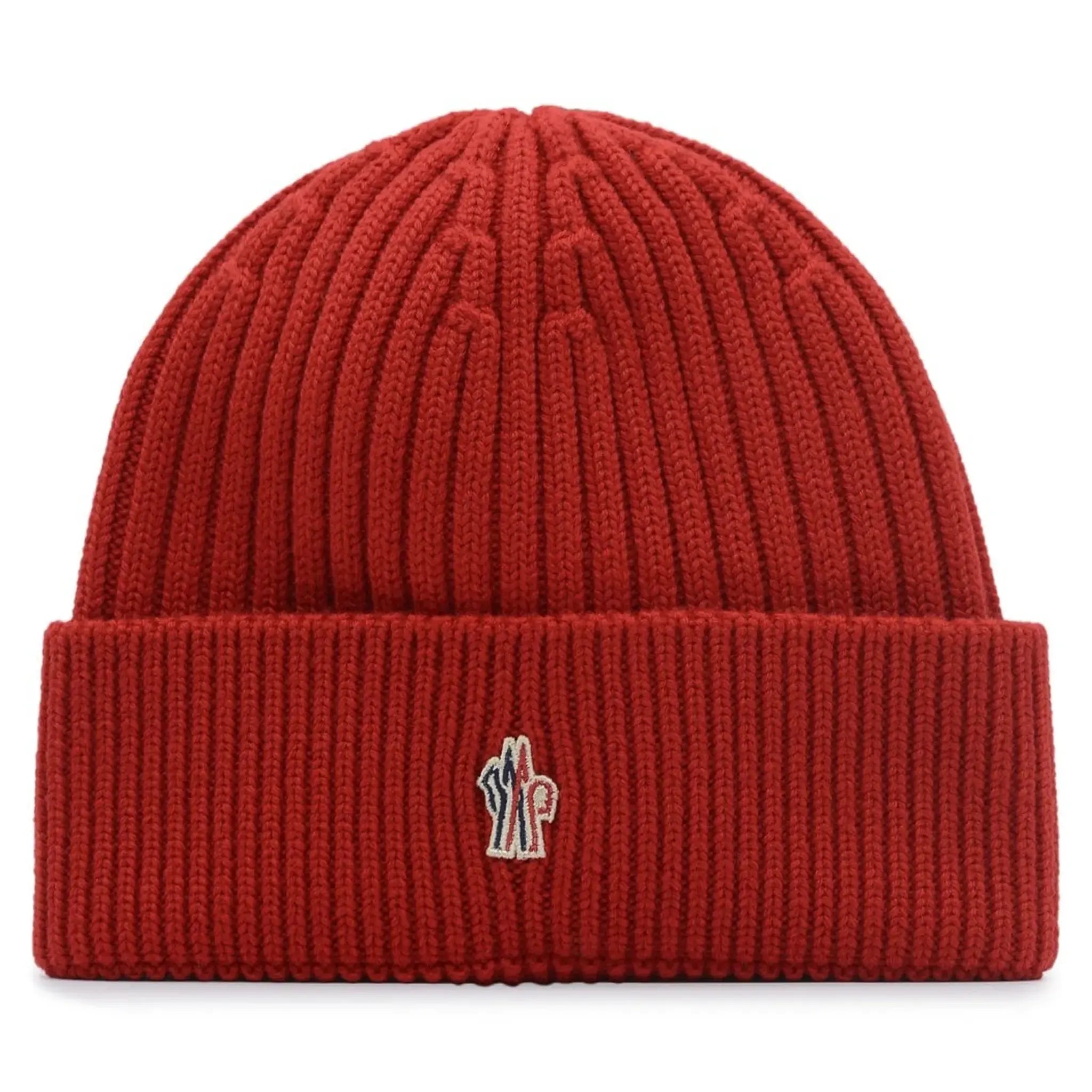 Front view of Moncler Grenoble Ribbed Wool Red Beanie