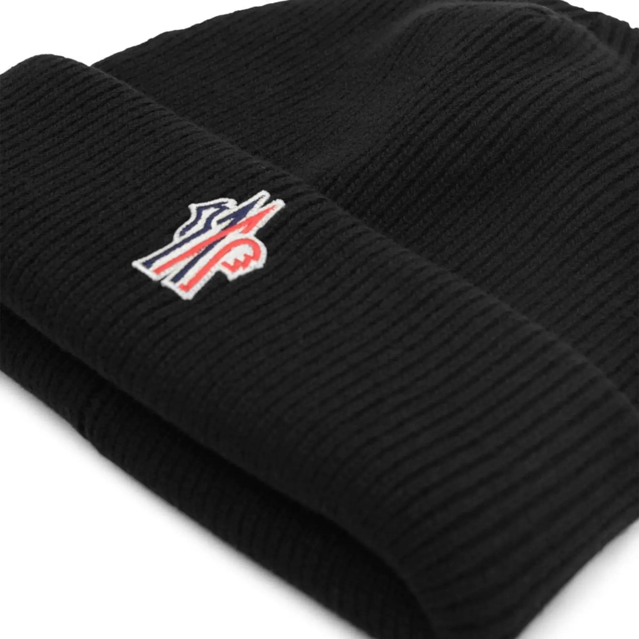 Logo view of Moncler Grenoble Wool Black Beanie