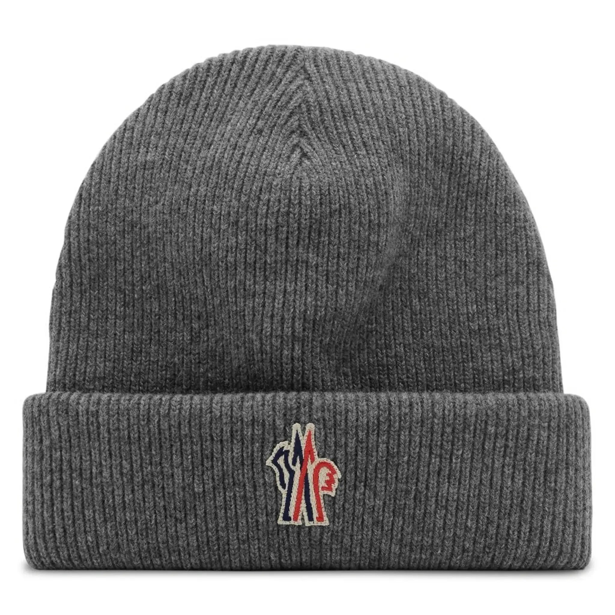 Front view of Moncler Grenoble Wool Grey Beanie