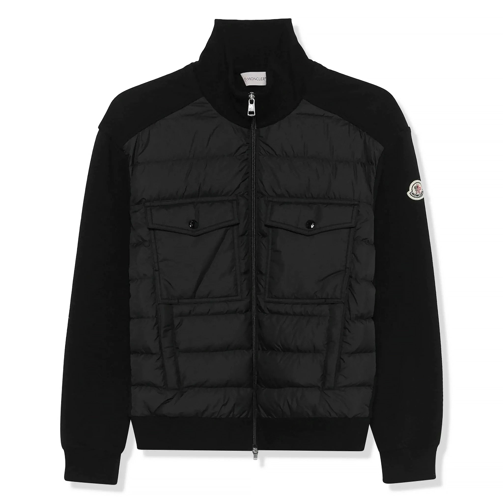 Front view of Moncler Hybrid Black Zip Jacket