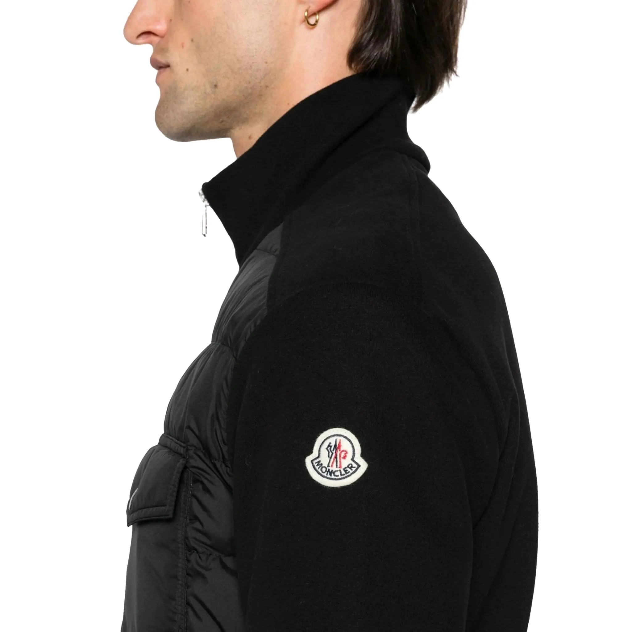 Model detail view of Moncler Hybrid Black Zip Jacket