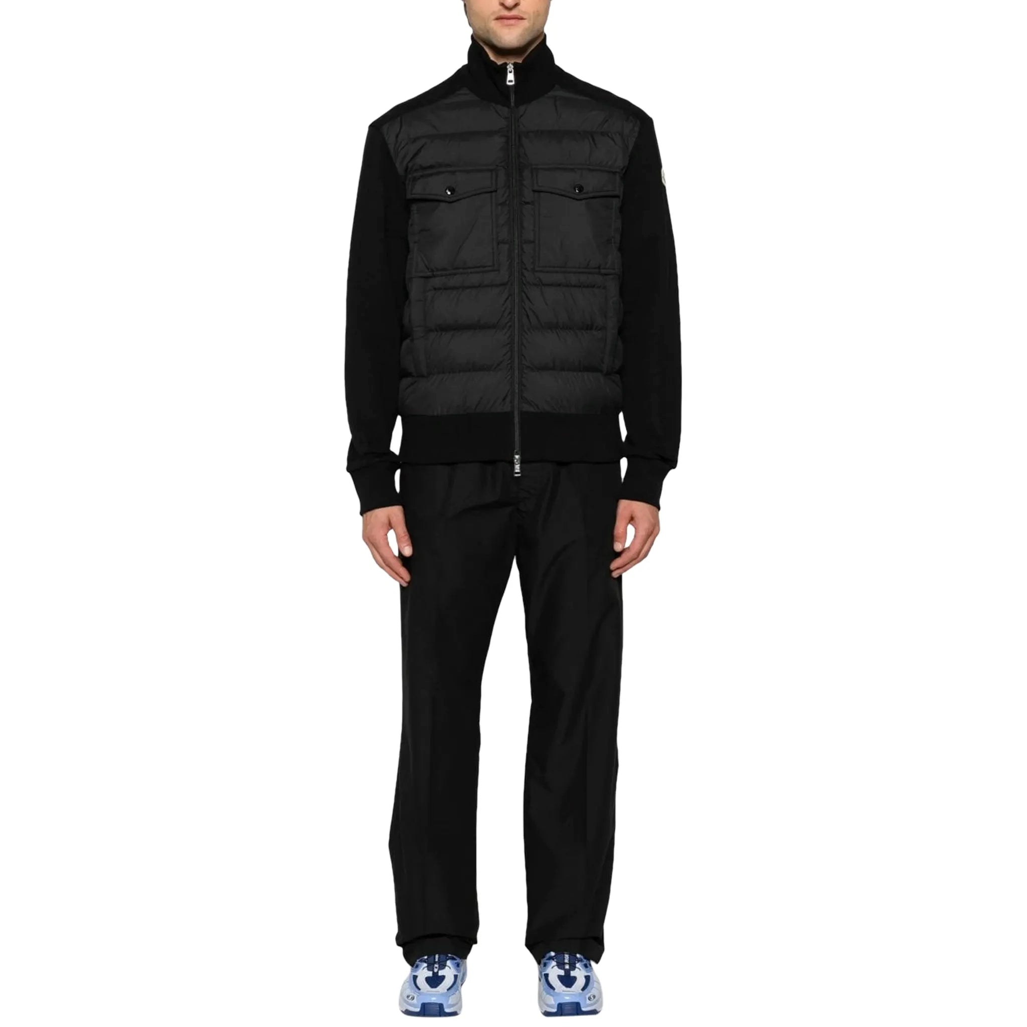 Model view of Moncler Hybrid Black Zip Jacket