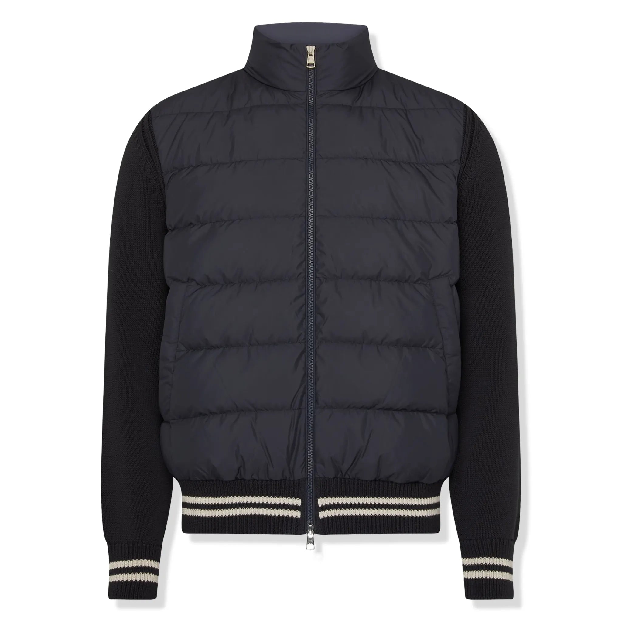 Front view of Moncler Hybrid Navy Zip Jacket 