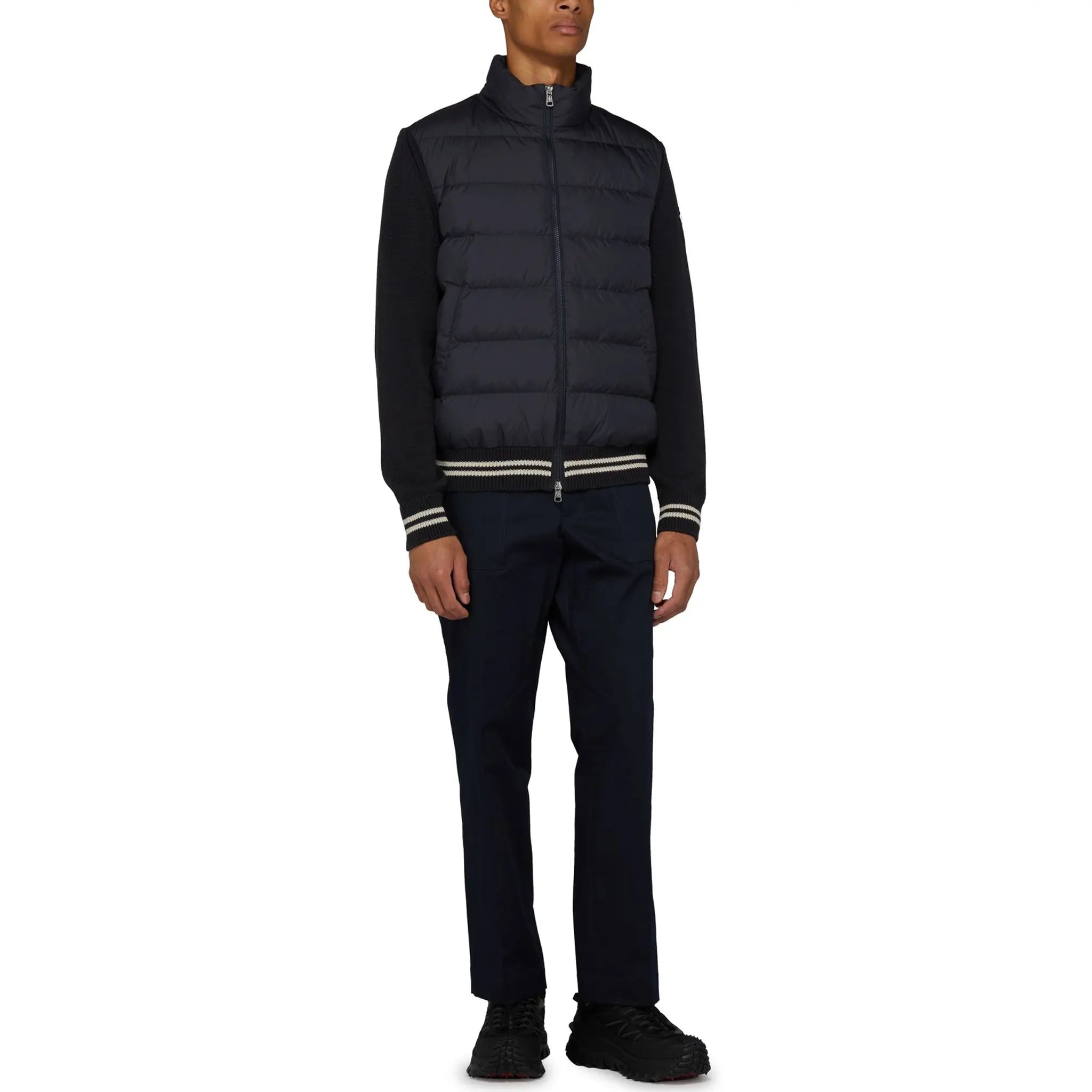 Model view of Moncler Hybrid Navy Zip Jacket 