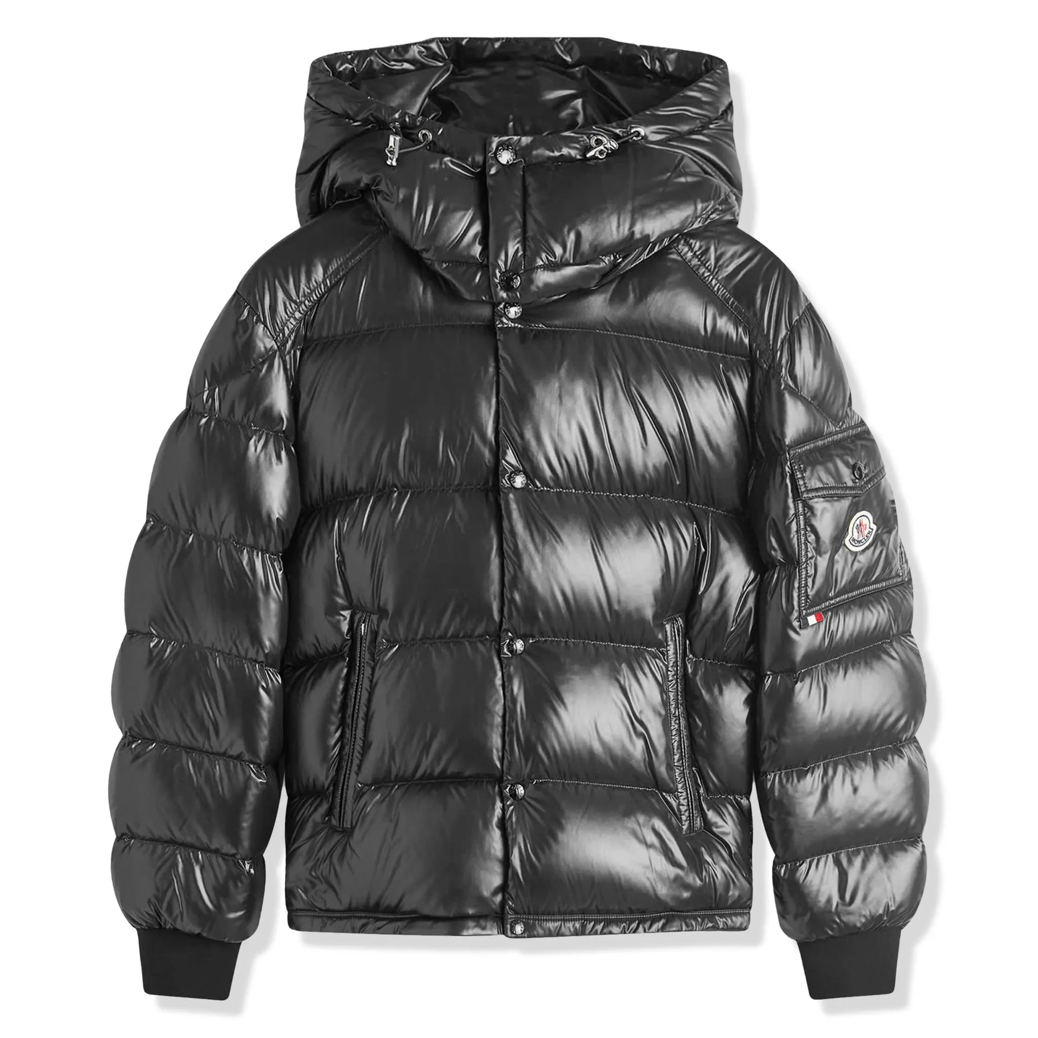 Front view of Moncler Maljasset Black Short Down Jacket J20911A000065963V