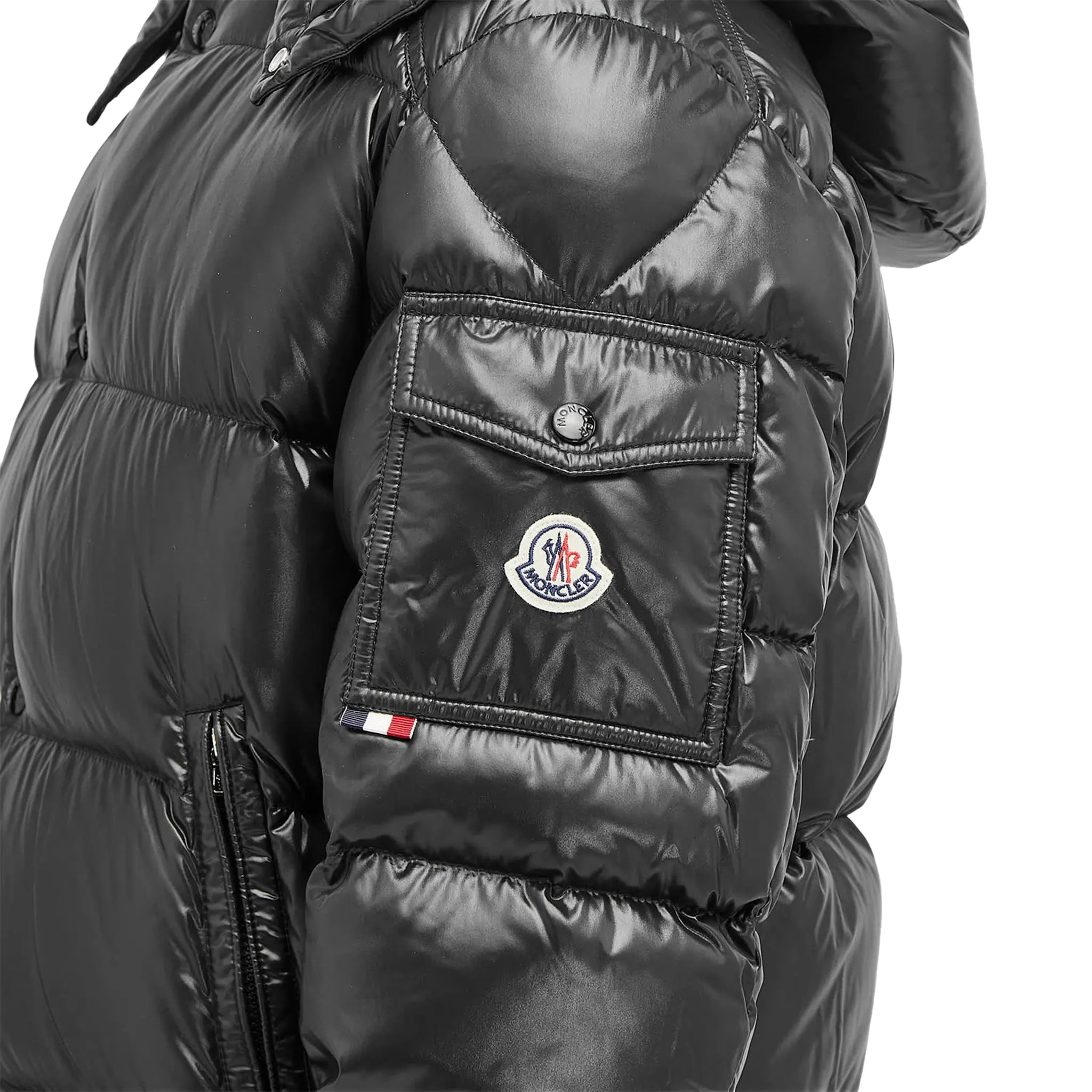 Model detail view of Moncler Maljasset Black Short Down Jacket J20911A000065963V