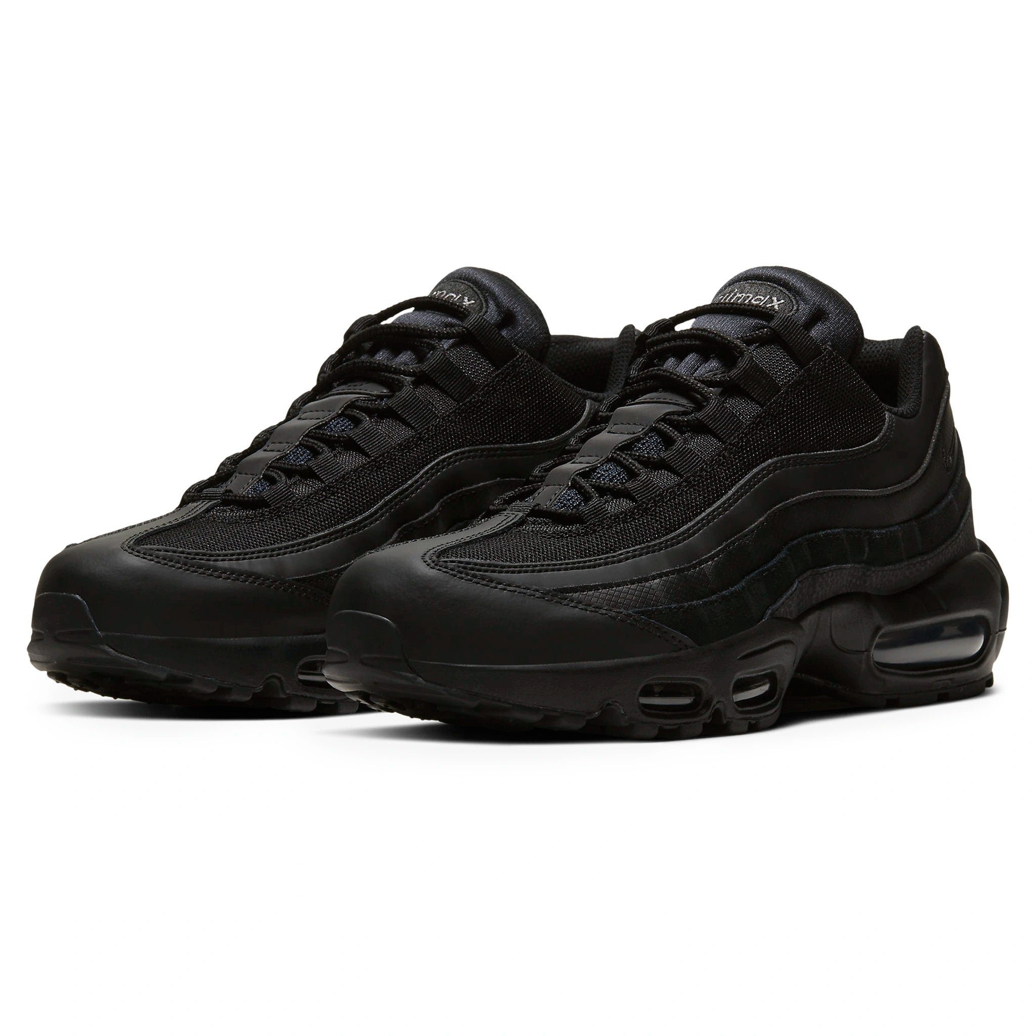 Front side view of Nike Air Max 95 Essential Triple Black CI3705-001