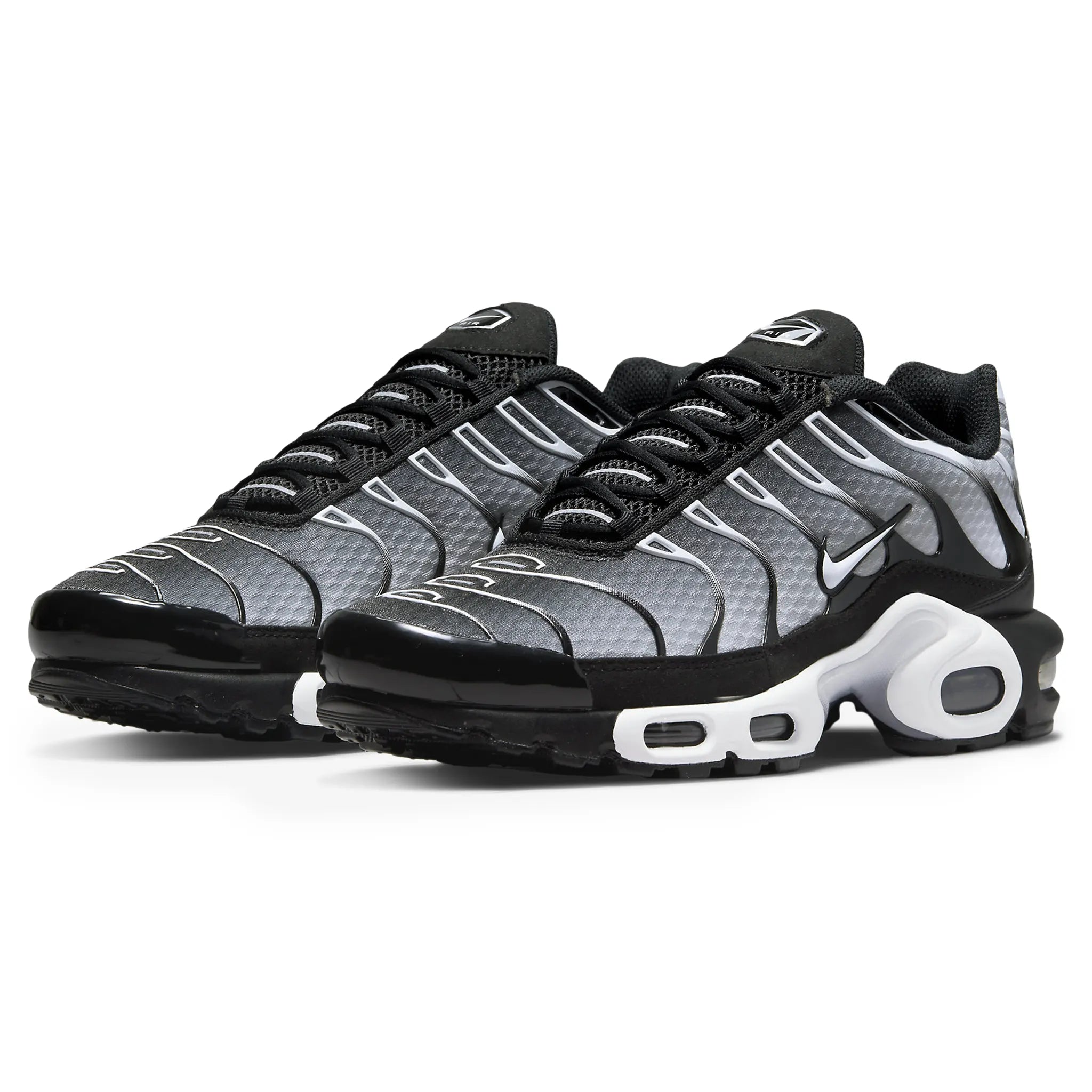 Pair view of Nike Air Max Plus Black Metallic Silver DM0032-003