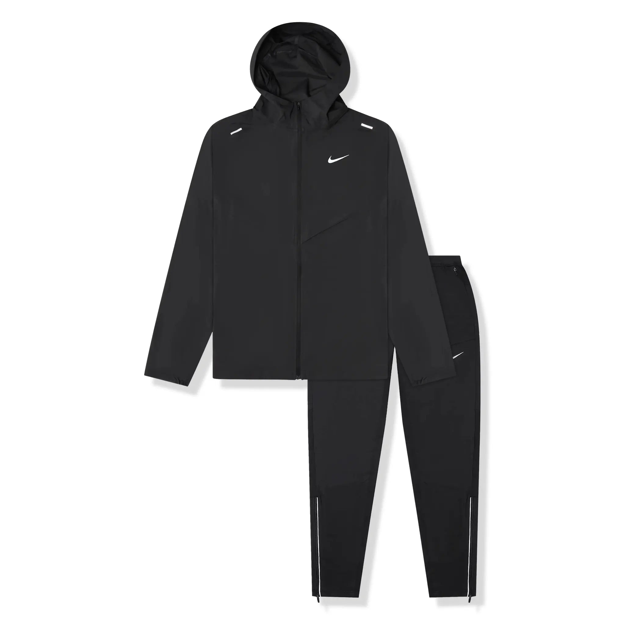 Front view of Nike Black Windbreaker & Sweatpants CZ9070-010 | CU5504-010