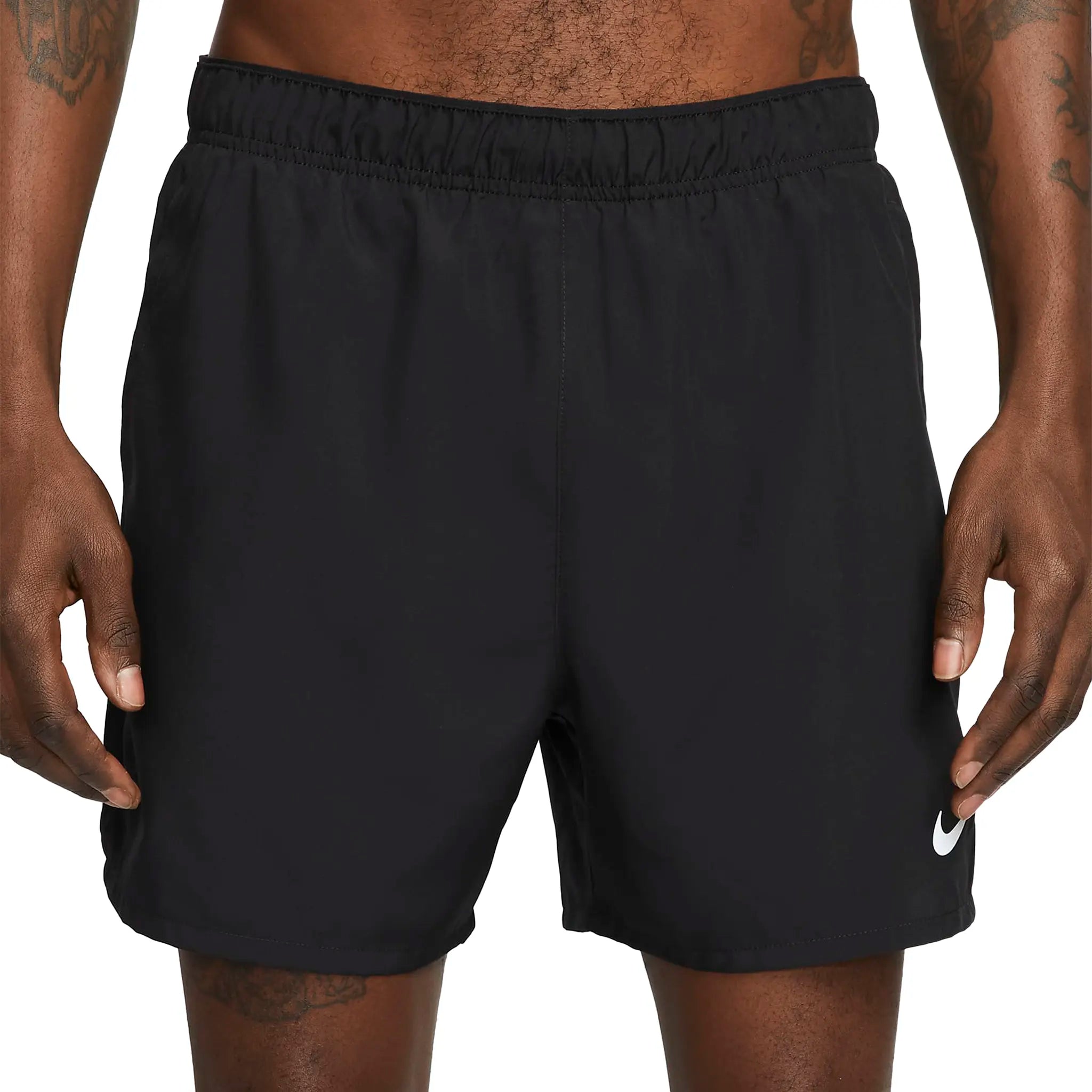 Model shorts front view of Nike Dri-FIT Black T-Shirts & Shorts CZ9185-013 | CZ9062-010