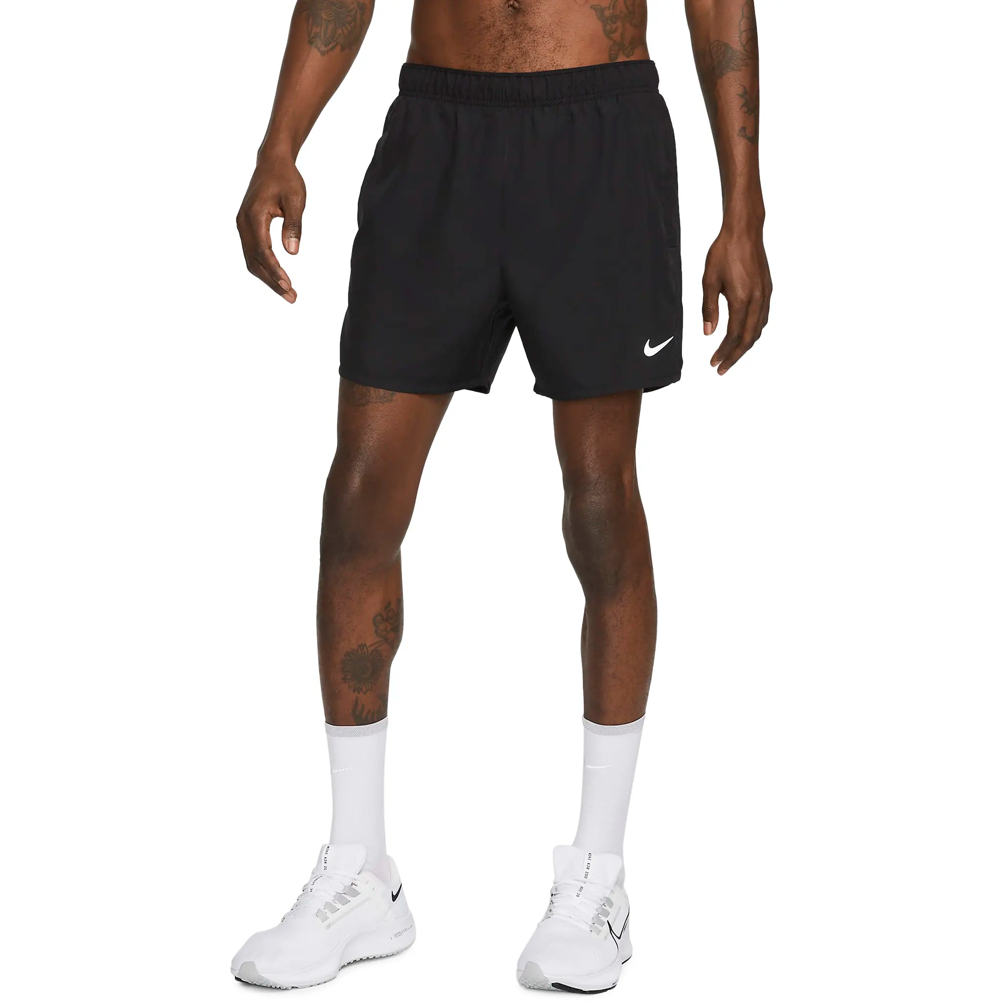 Model front view of Nike Dri-FIT Black T-Shirts & Shorts CZ9185-013 | CZ9062-010