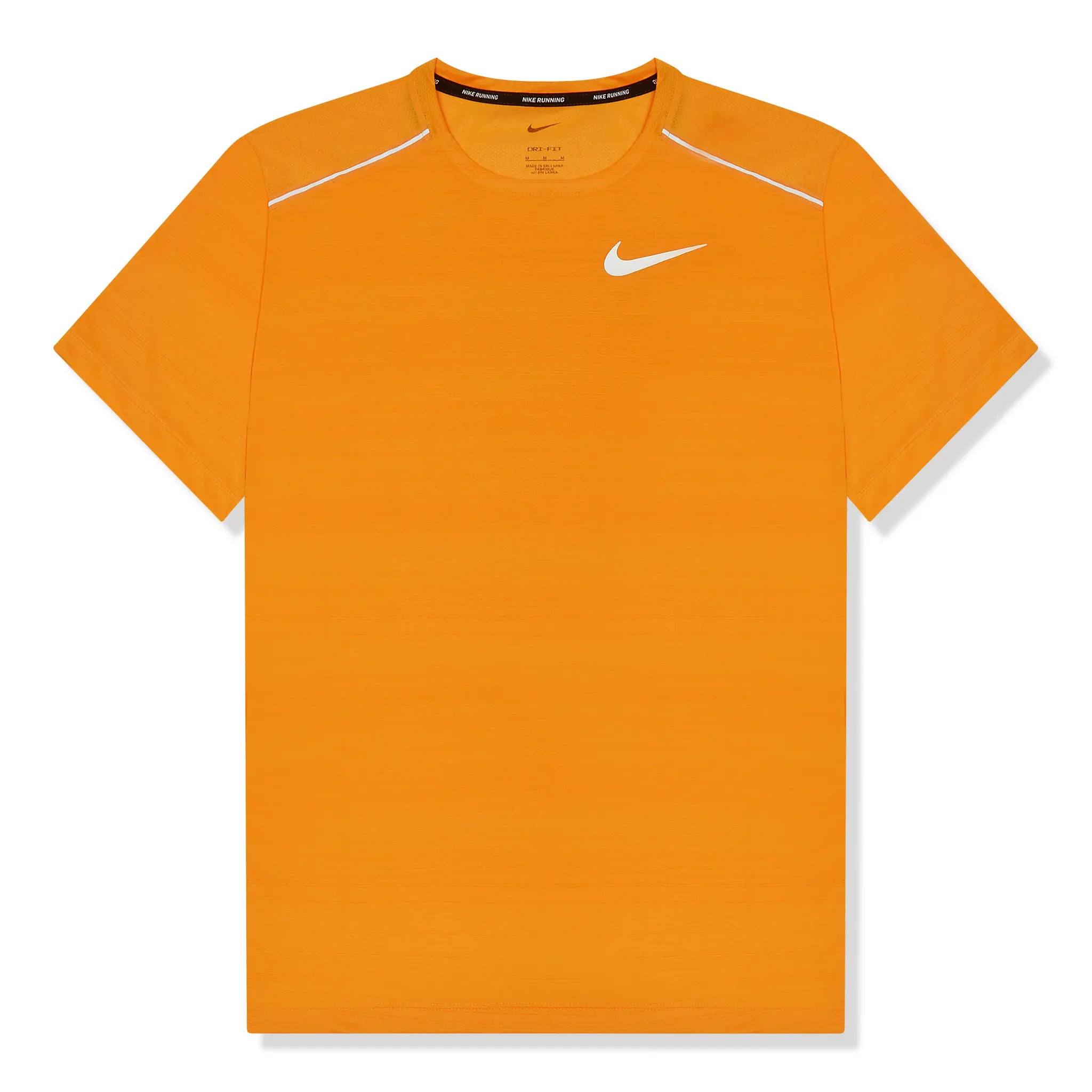 Front view of Nike Dri-fit 1.0 Laser Orange Miler Running T Shirt FZ4782-819