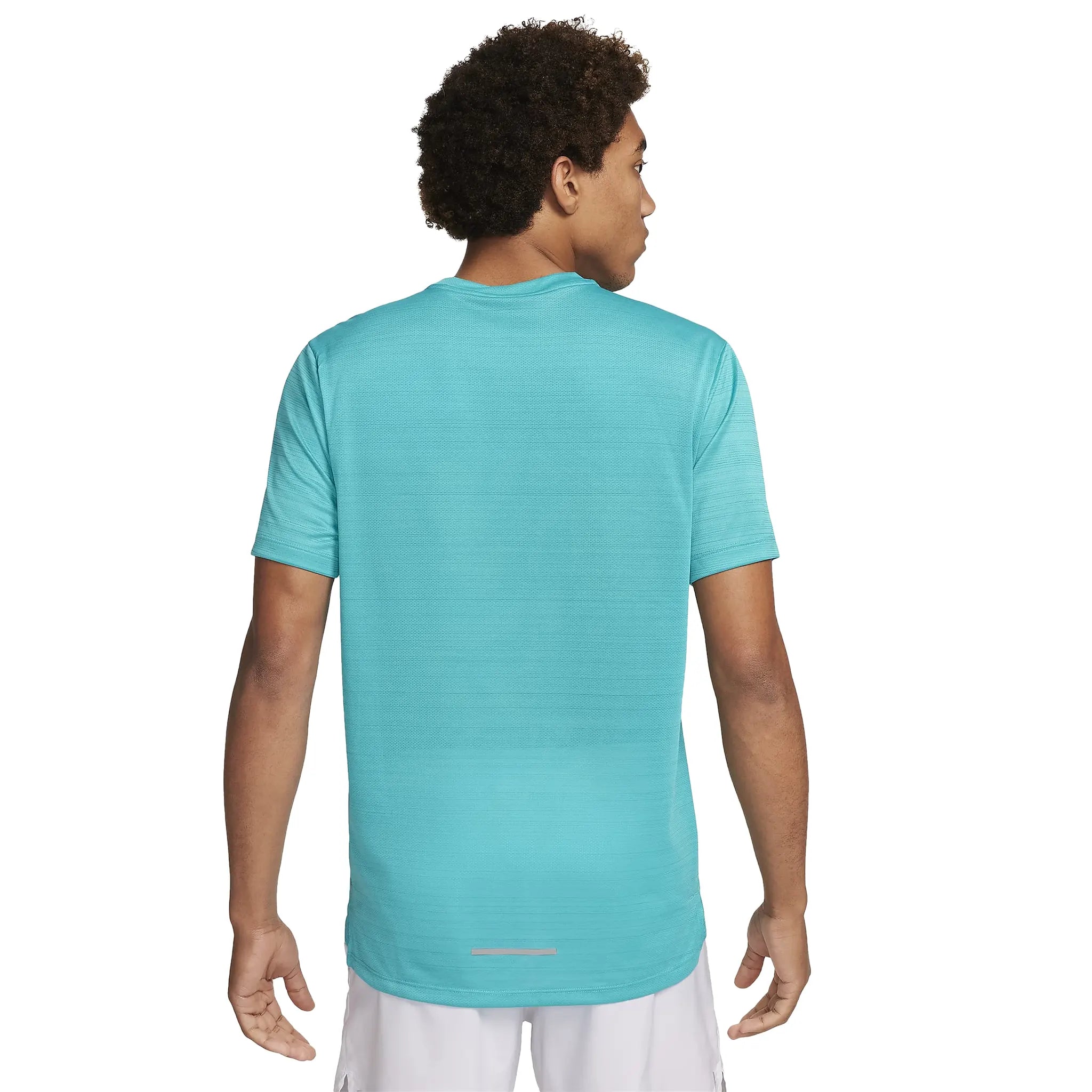 Model back view of Nike Dri-FIT 1.0 University Blue Miler Running T Shirt