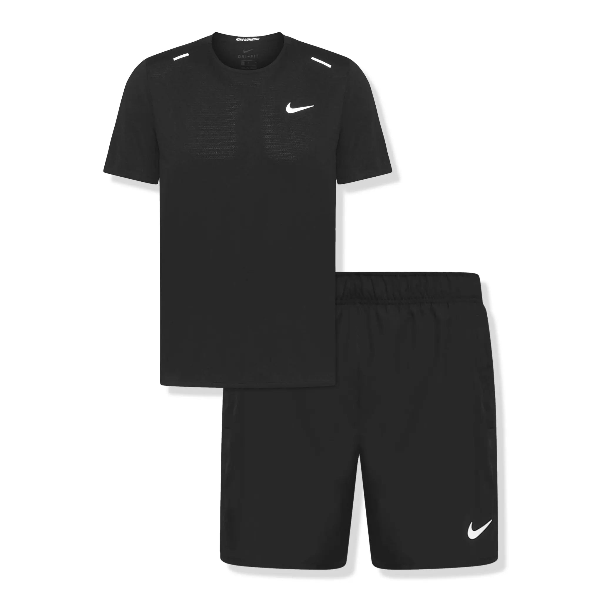 Front view of Nike Dri-FIT Black T-Shirts & Shorts CZ9185-013 | CZ9062-010