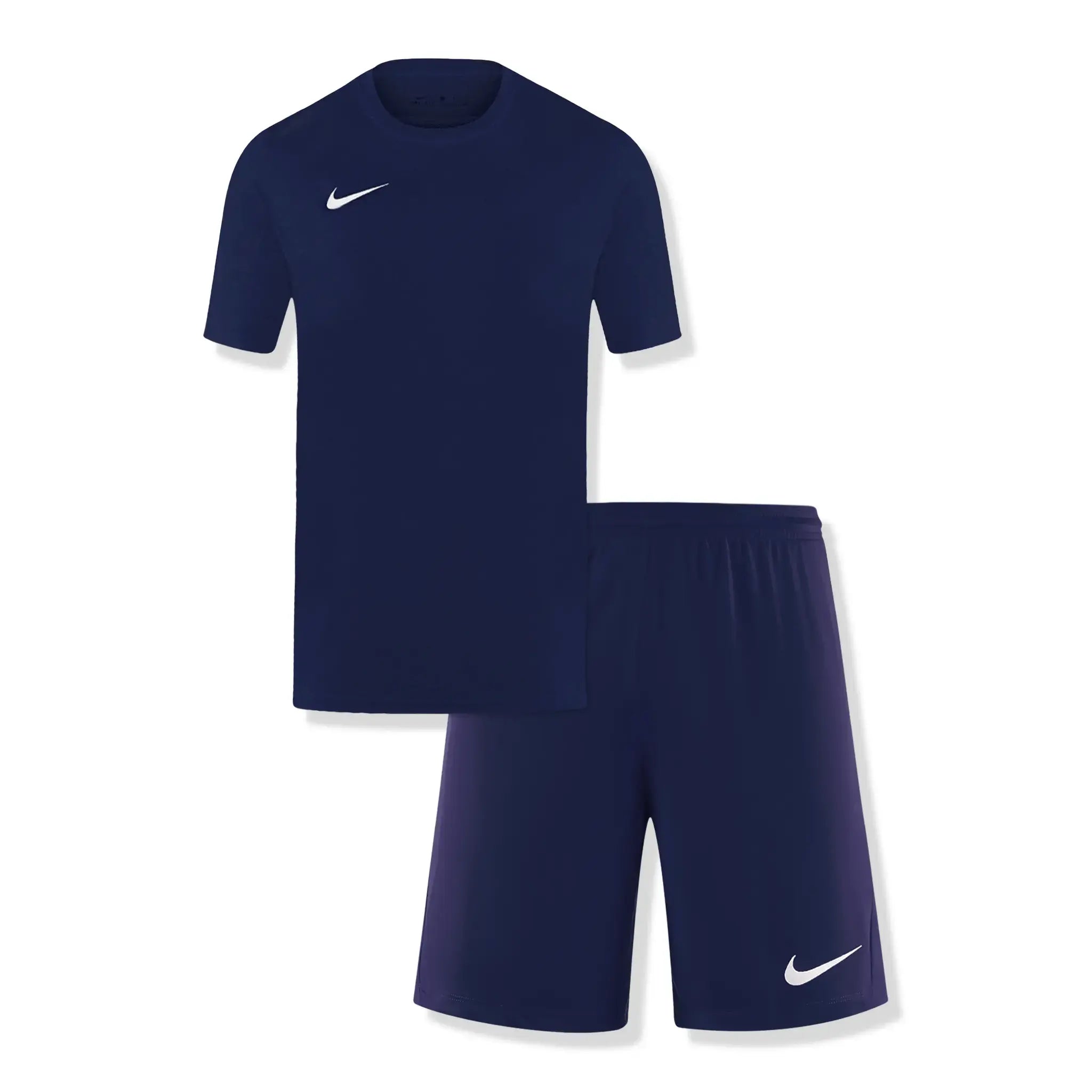 Front view of Nike Dri-FIT Park III Midnight Navy T-Shirt & Shorts BV6708-410 | BV6855-410