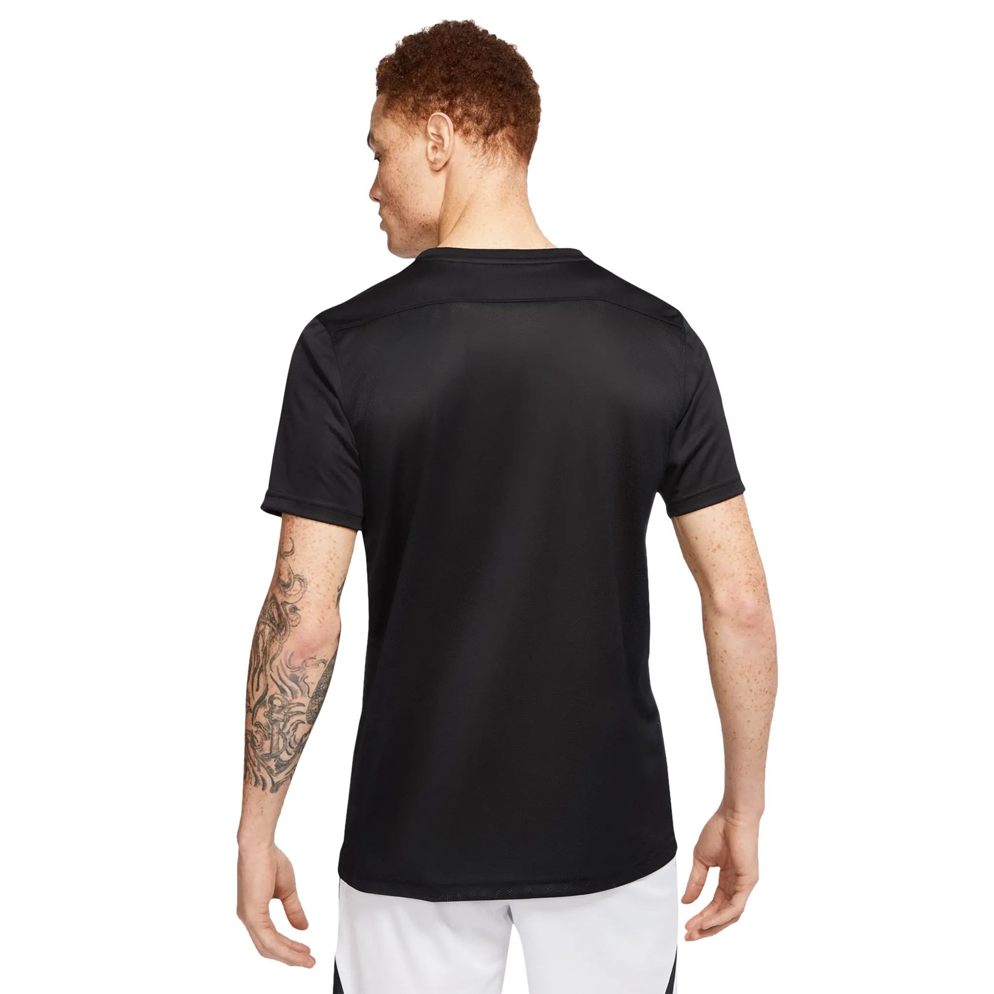 Model back view of Nike Dri-FIT Park III Black T-Shirt & Shorts BV6708-010