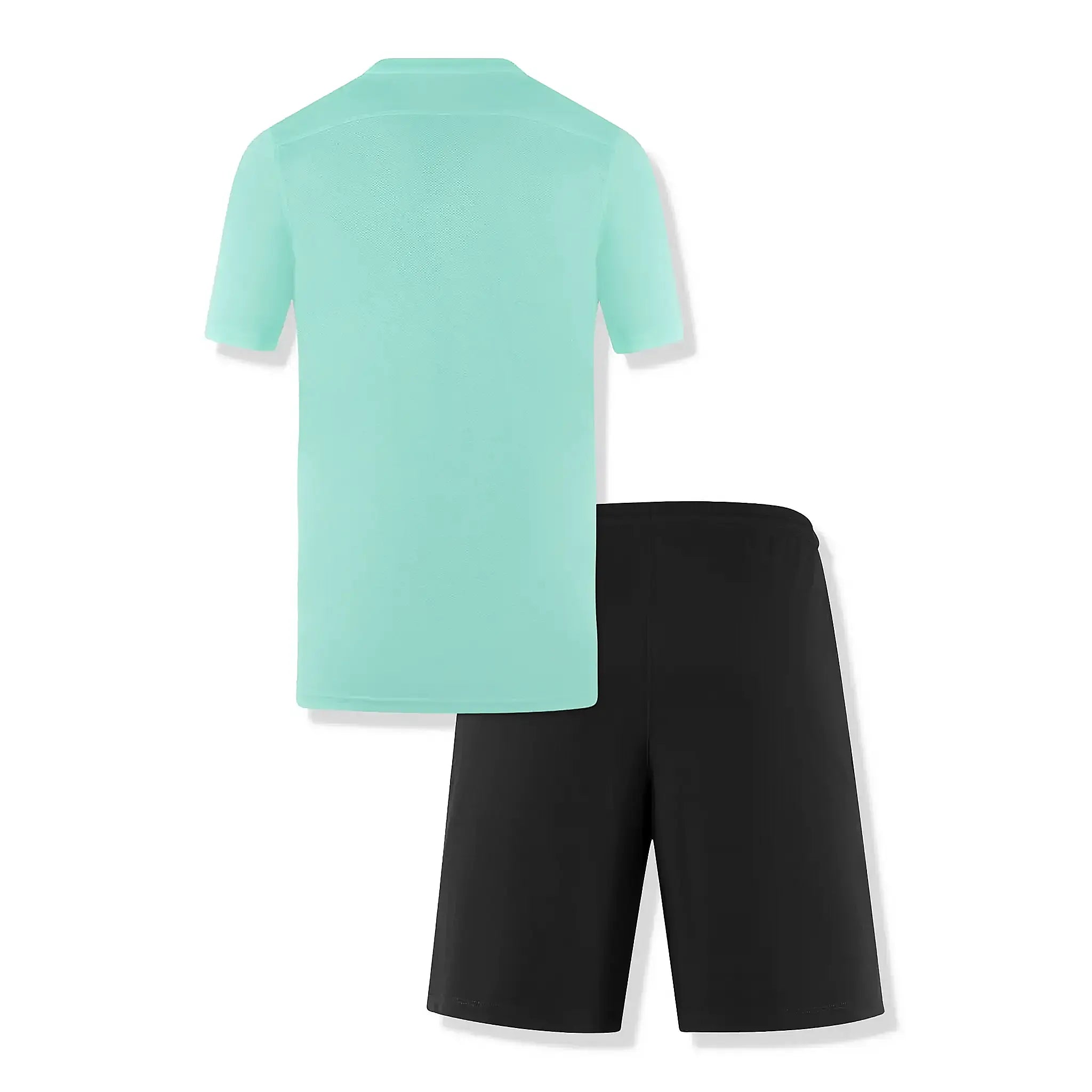 Back set view of Nike Dri-FIT Park III Hyper Turquoise Black T-Shirt & Shorts BV6708-463 