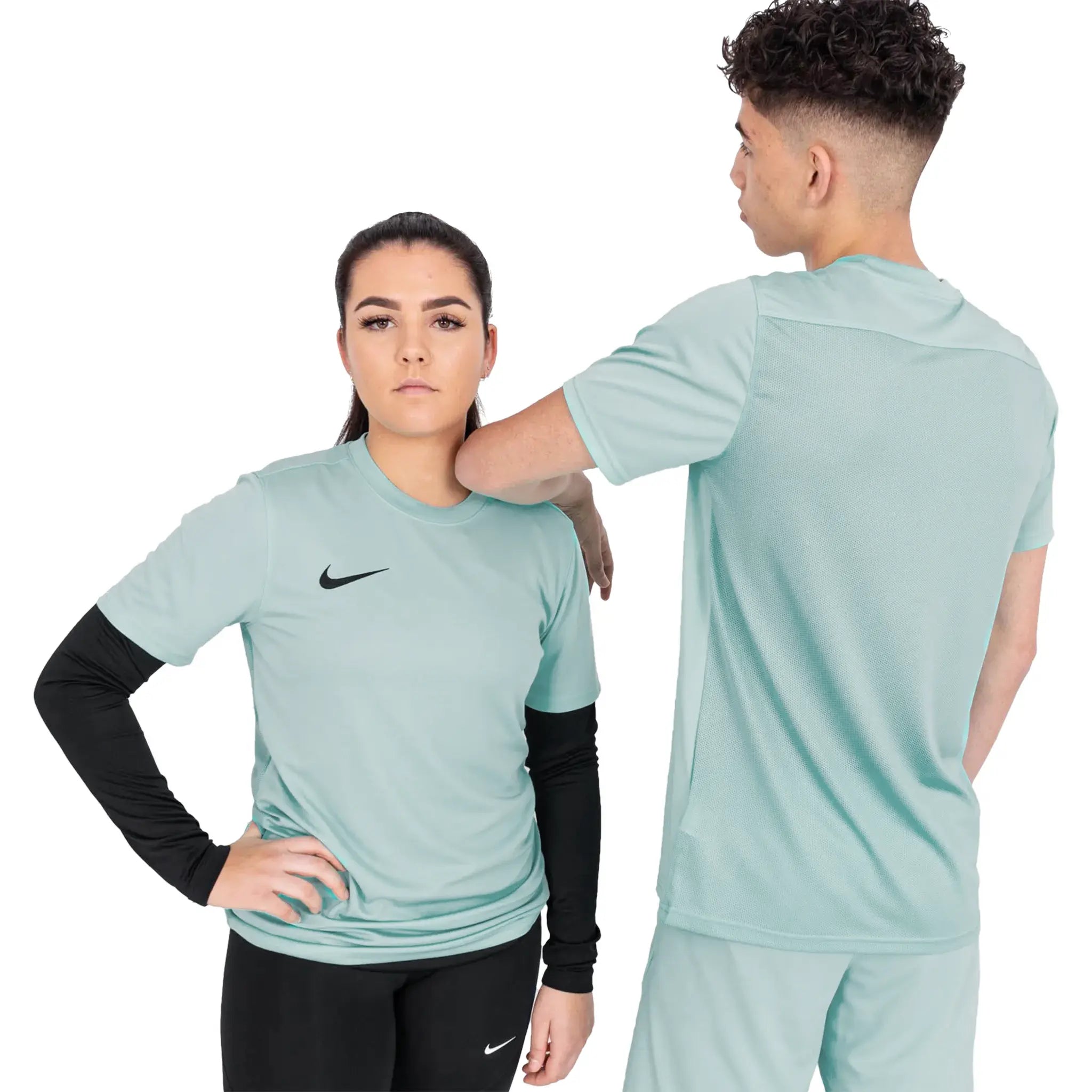 Model view of Nike Dri-FIT Park III Hyper Turquoise Black T-Shirt & Shorts BV6708-463