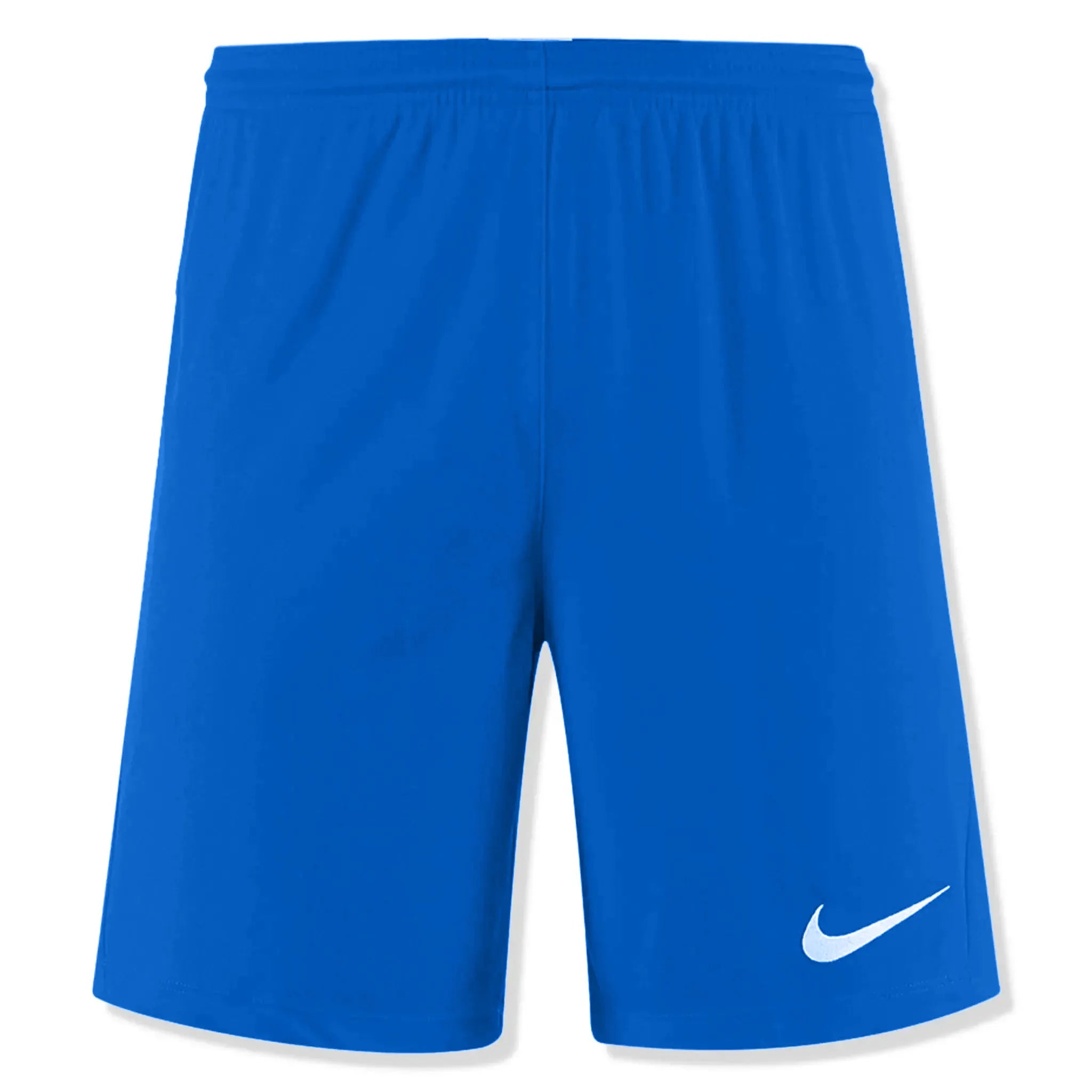 Front shorts view of Nike Dri-FIT Park III Royal Blue White T Shirt & Shorts